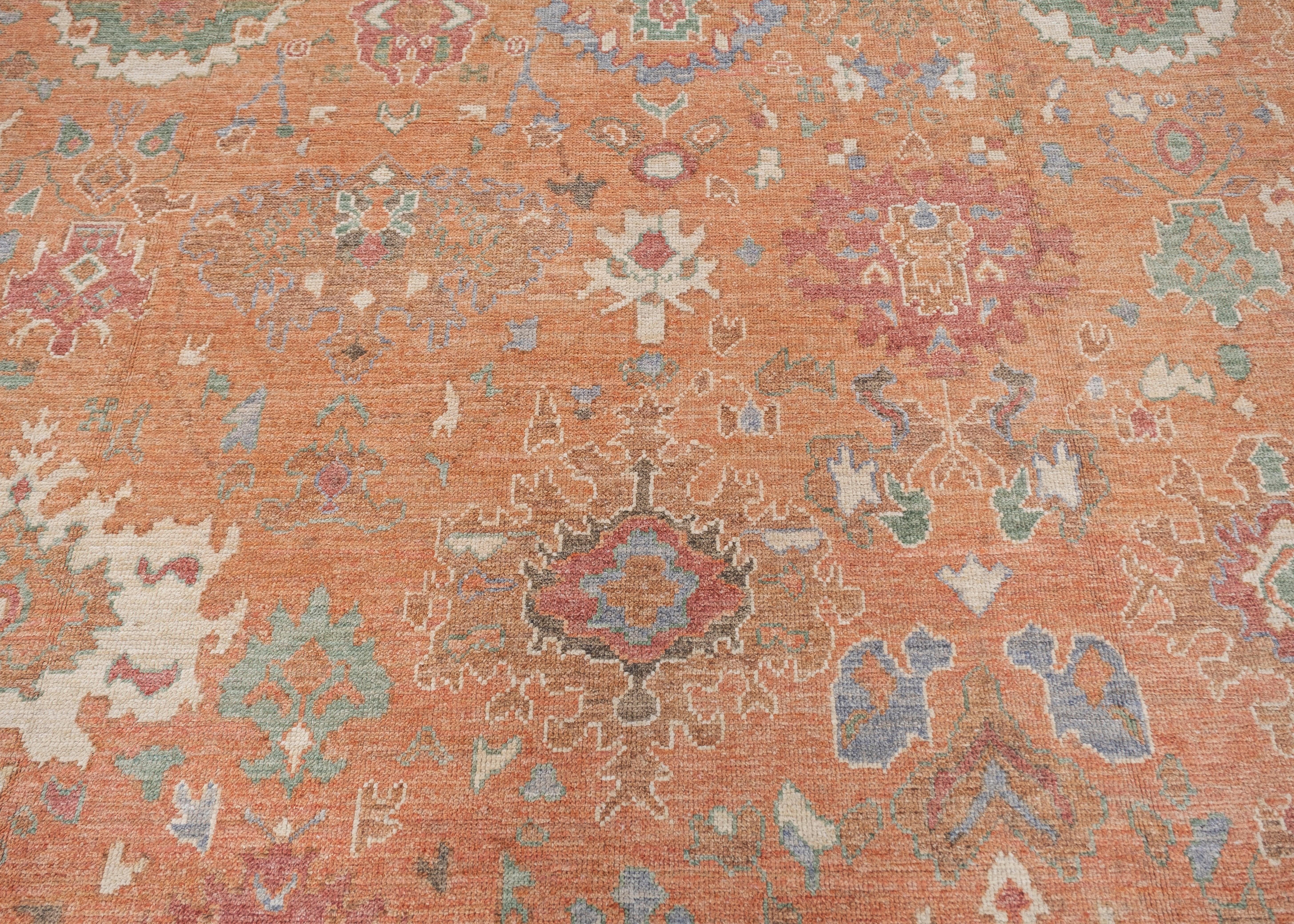 Oushak Rug Oriental Hand Knotted Turkish Oushak 9'10