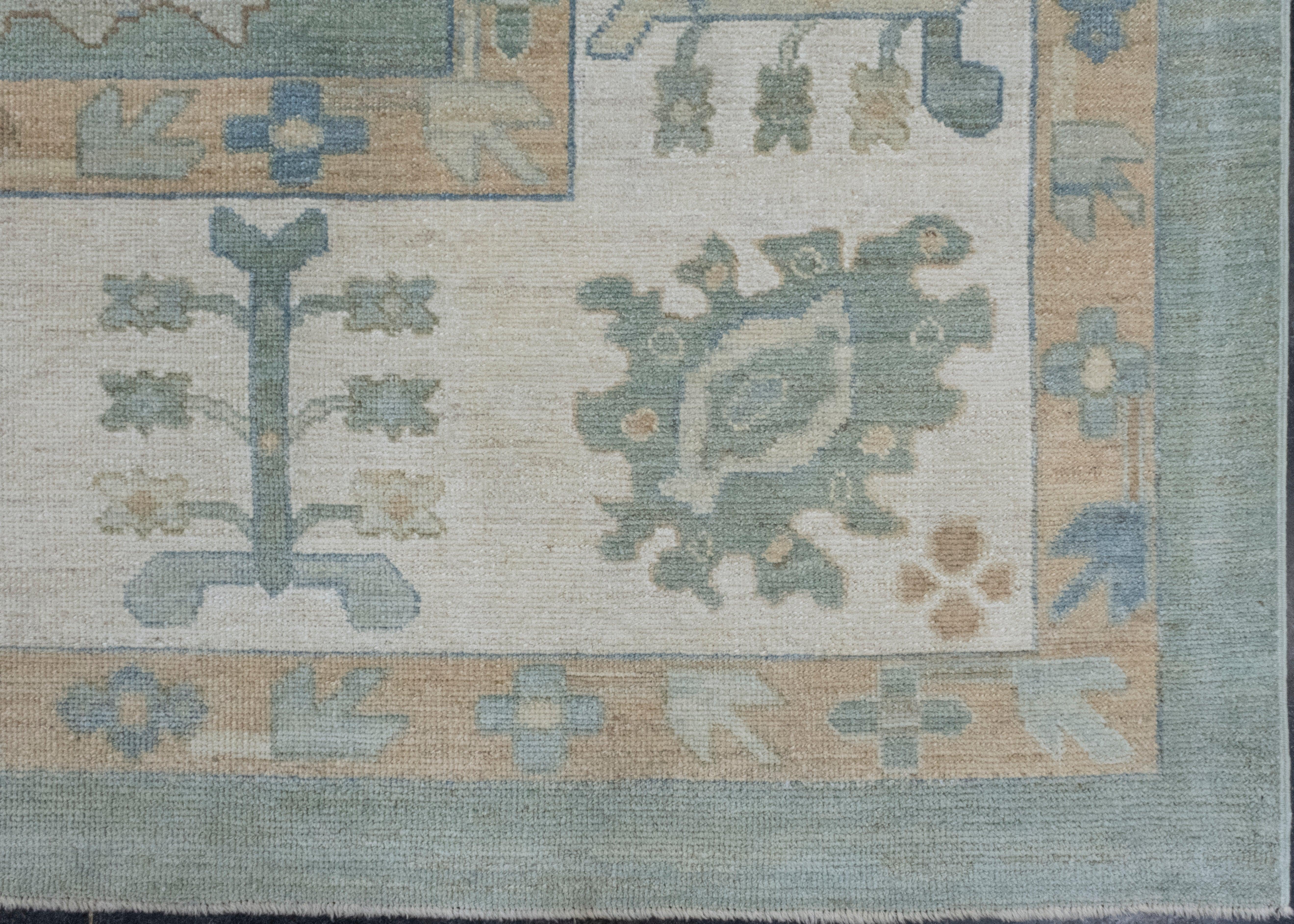 Noué à la main Tapis turc Oushak 12'9