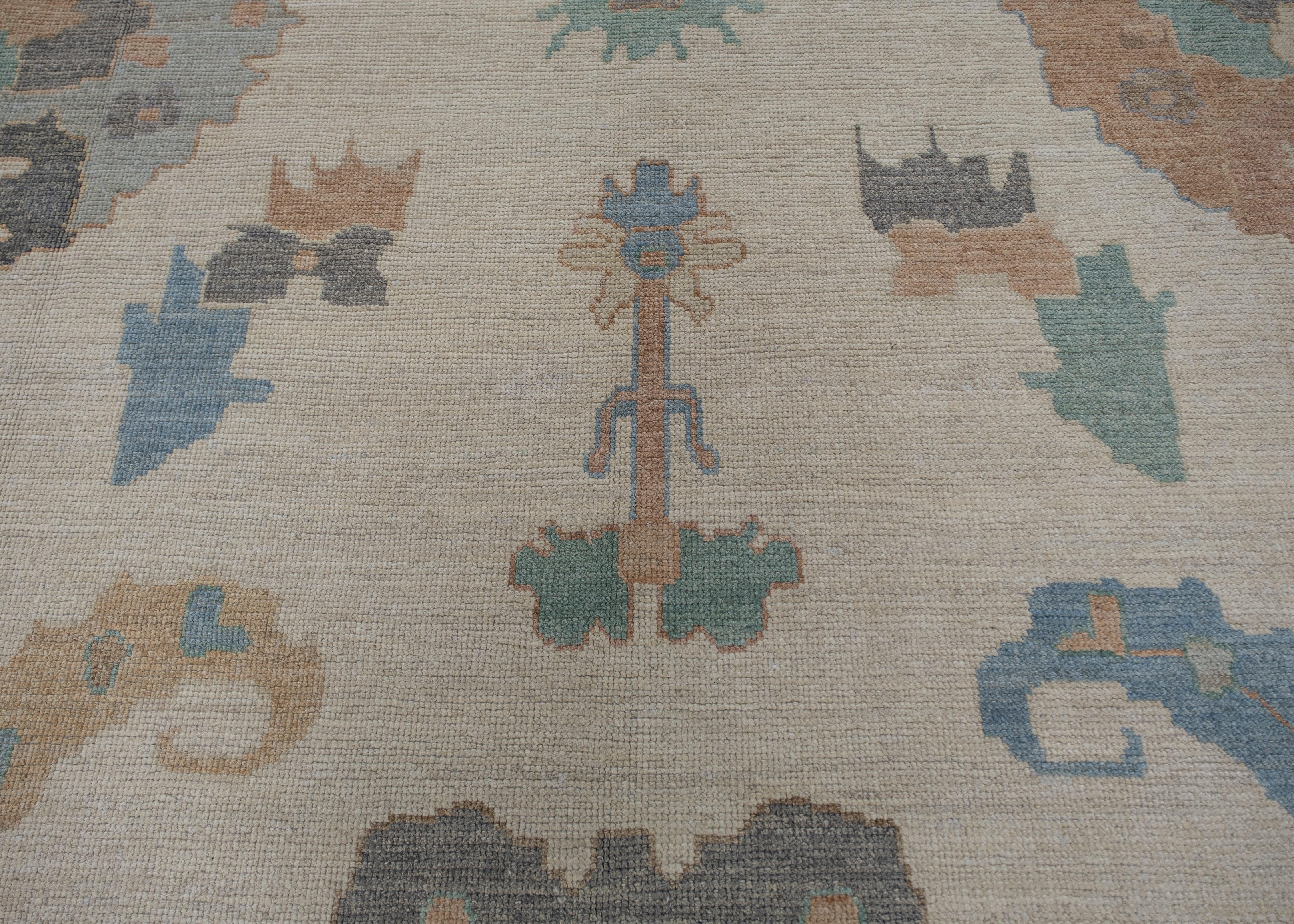 Oushak Rug Oriental Hand Knotted Turkish Oushak 9'10