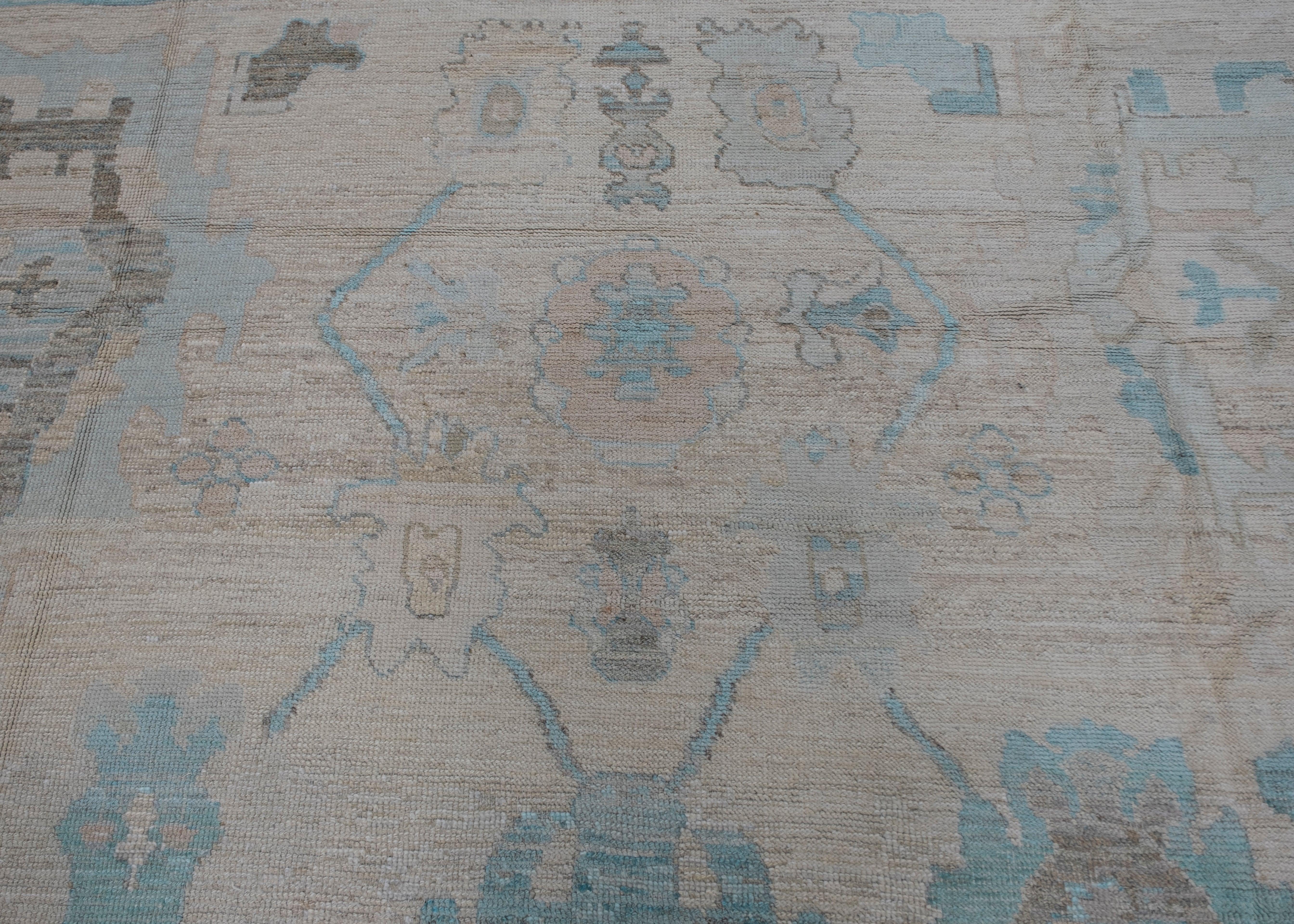 Contemporary Turkish Oushak Rug 13' x 20'1