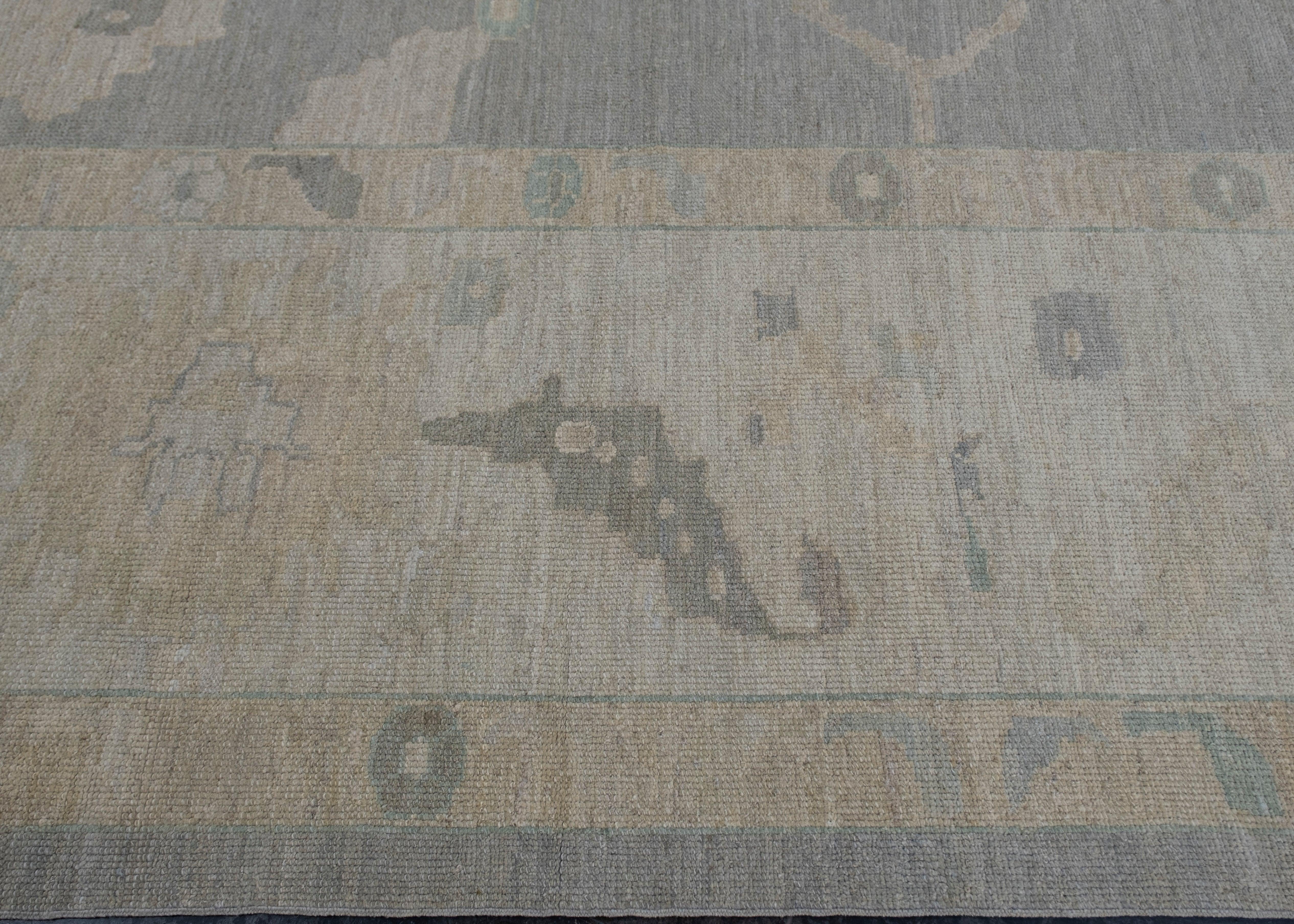 Hand-Knotted Turkish Oushak Rug 13'1
