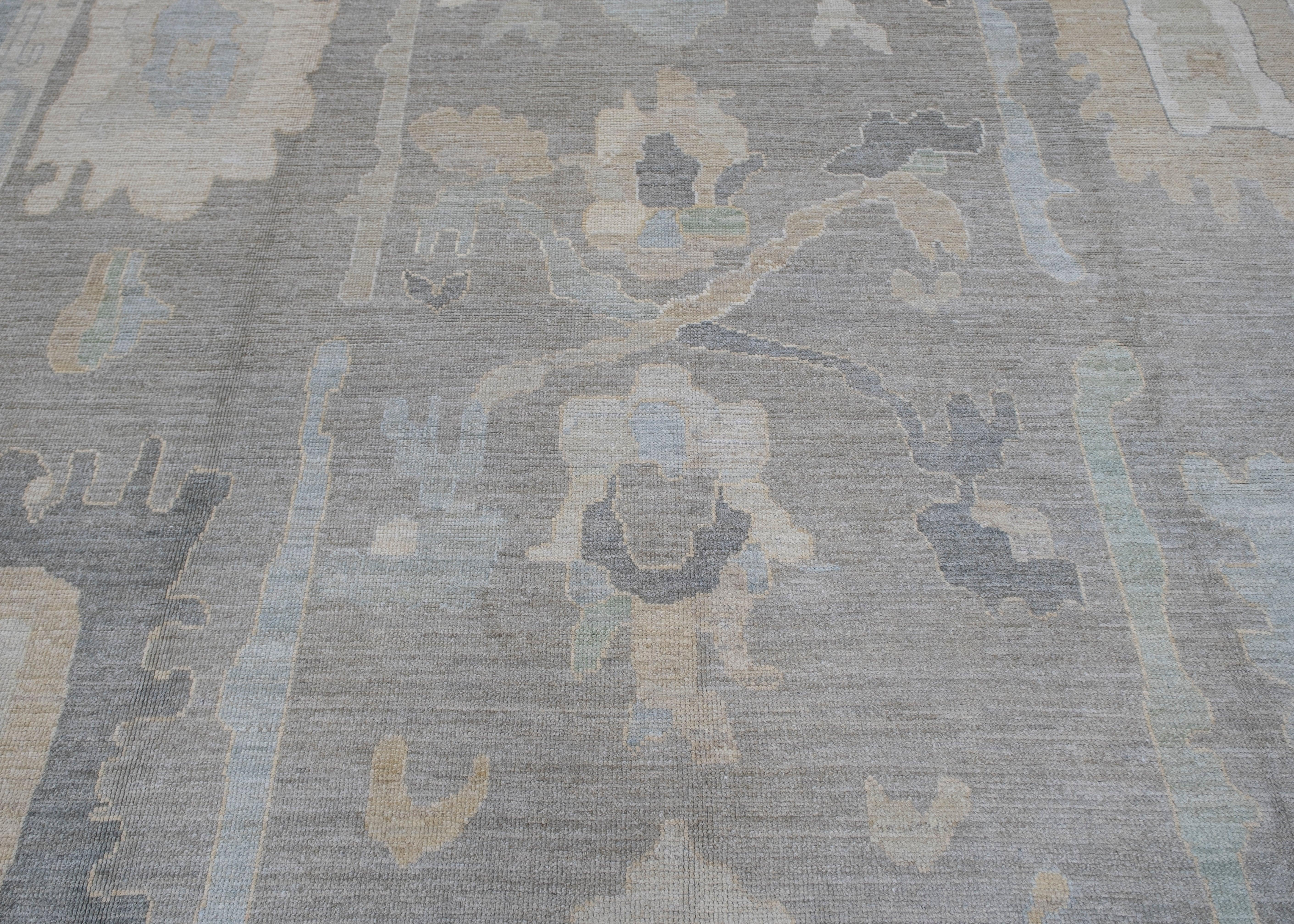 Noué à la main Tapis turc Oushak 13'1