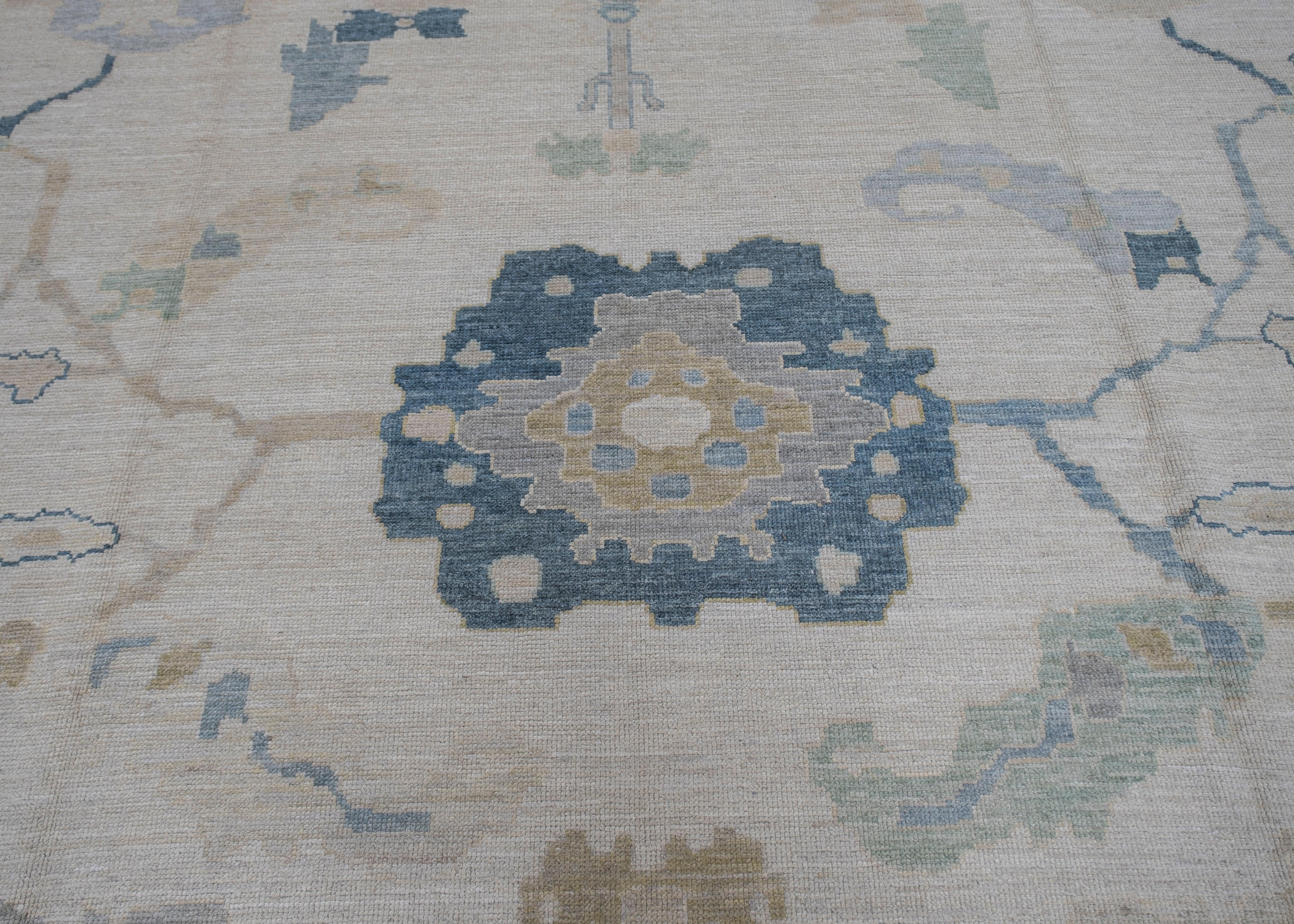 Oushak Rug Oriental Hand Knotted Turkish Oushak 5' x 6'9