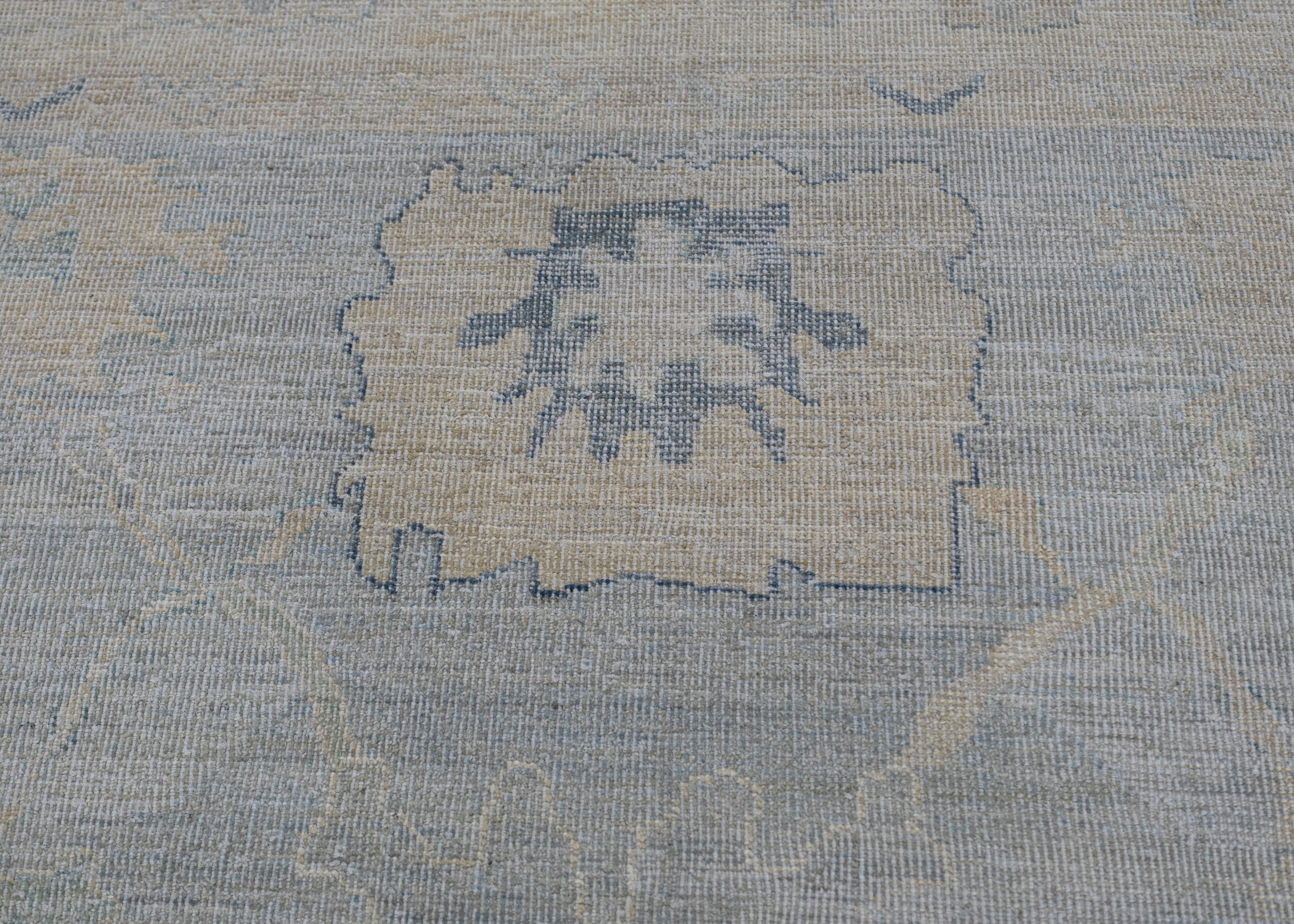 Hand-Knotted Turkish Oushak Rug 13'11