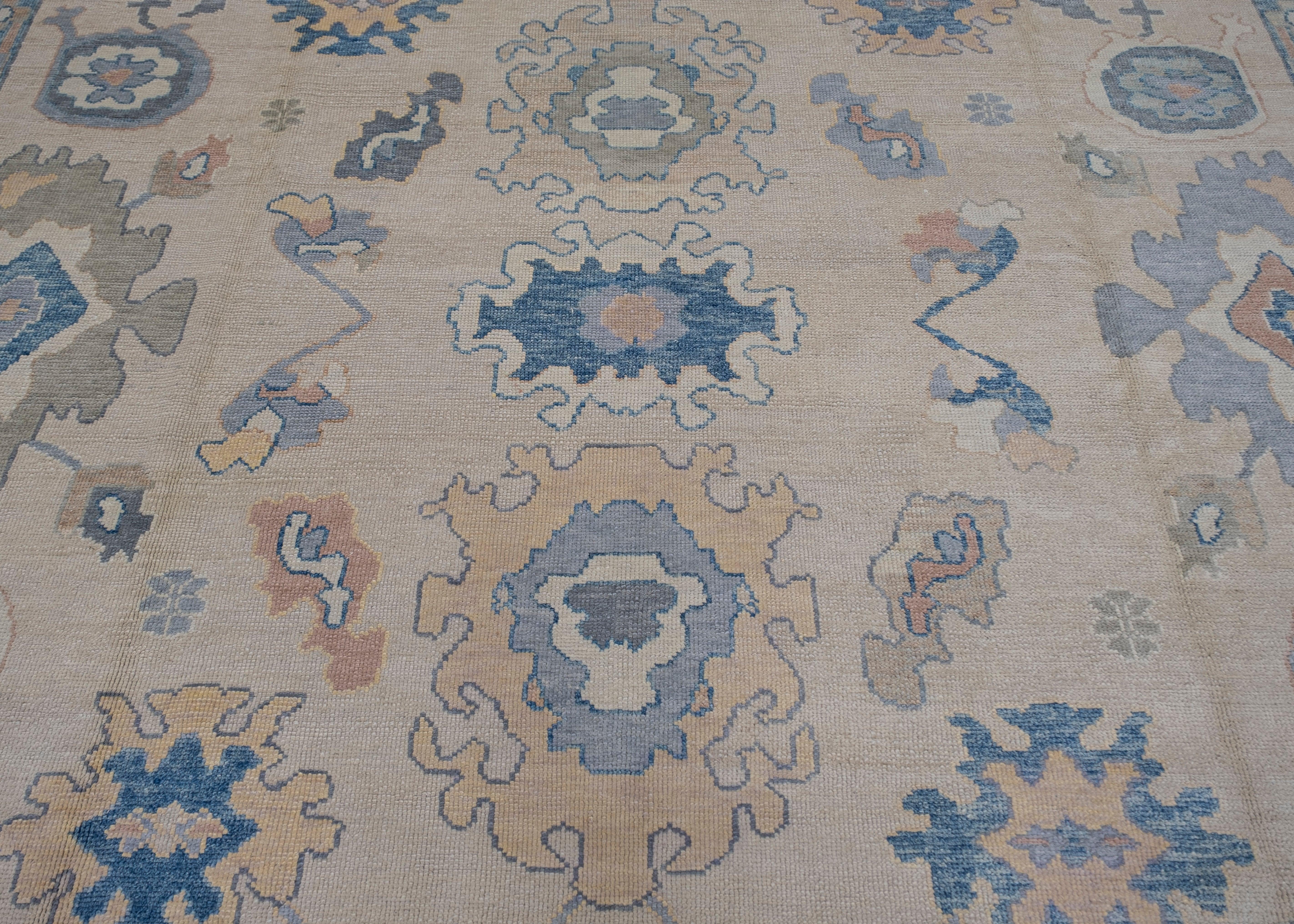 Oushak Rug Oriental Hand Knotted Turkish Oushak 6'1