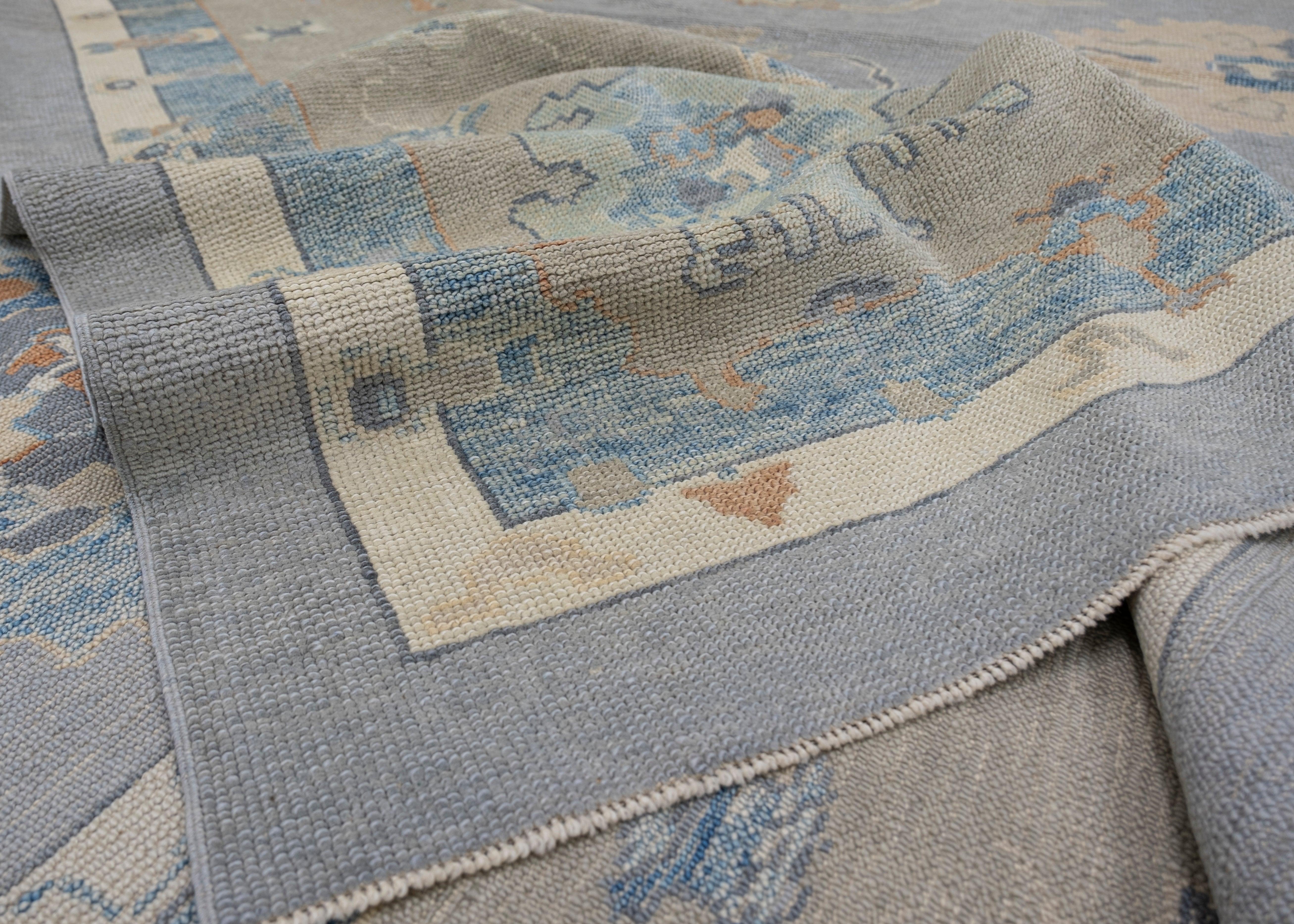Hand-Knotted Turkish Oushak Rug 14'4