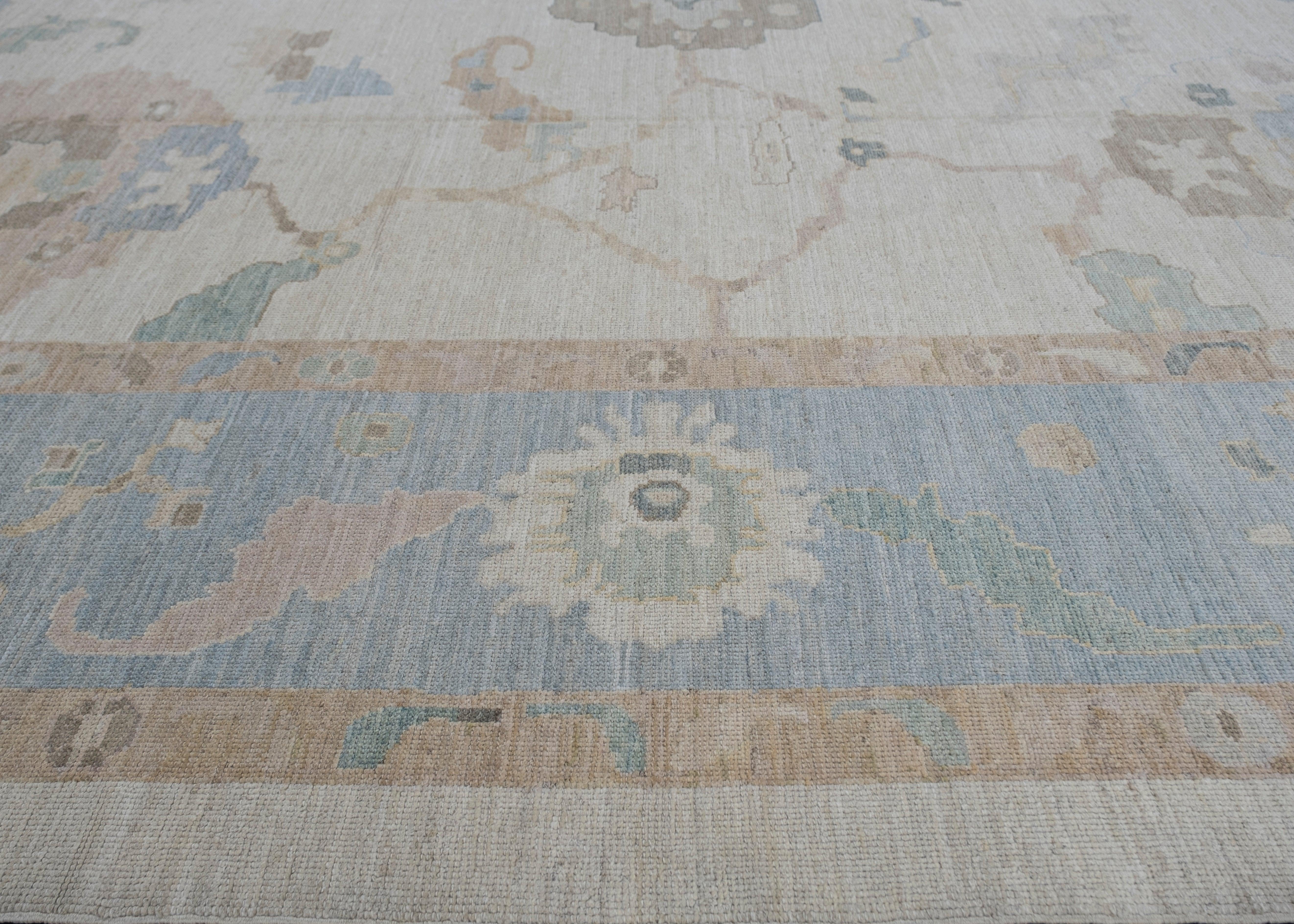 Hand-Knotted Turkish Oushak Rug 14'5
