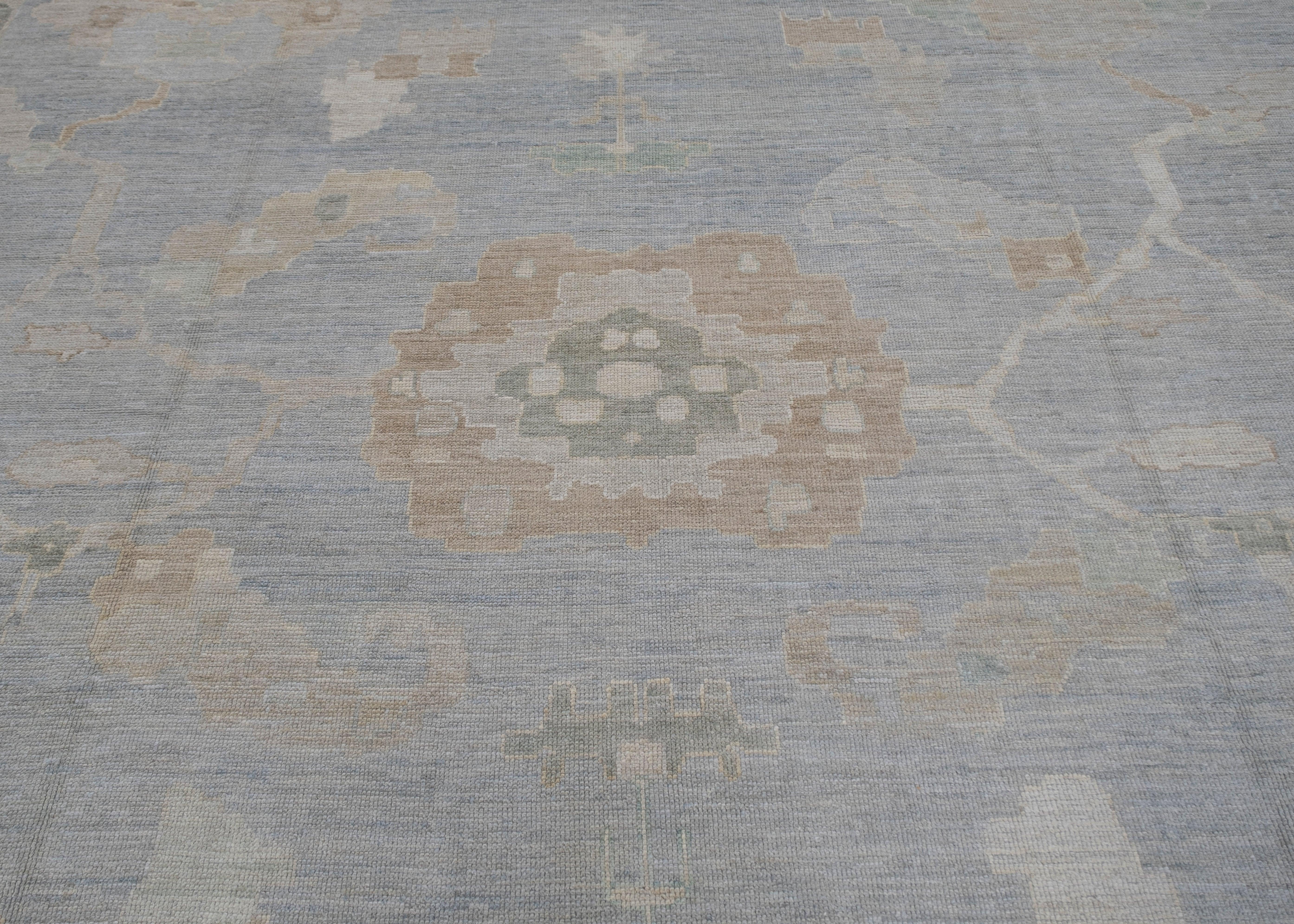 Hand-Knotted Turkish Oushak Rug 14'7