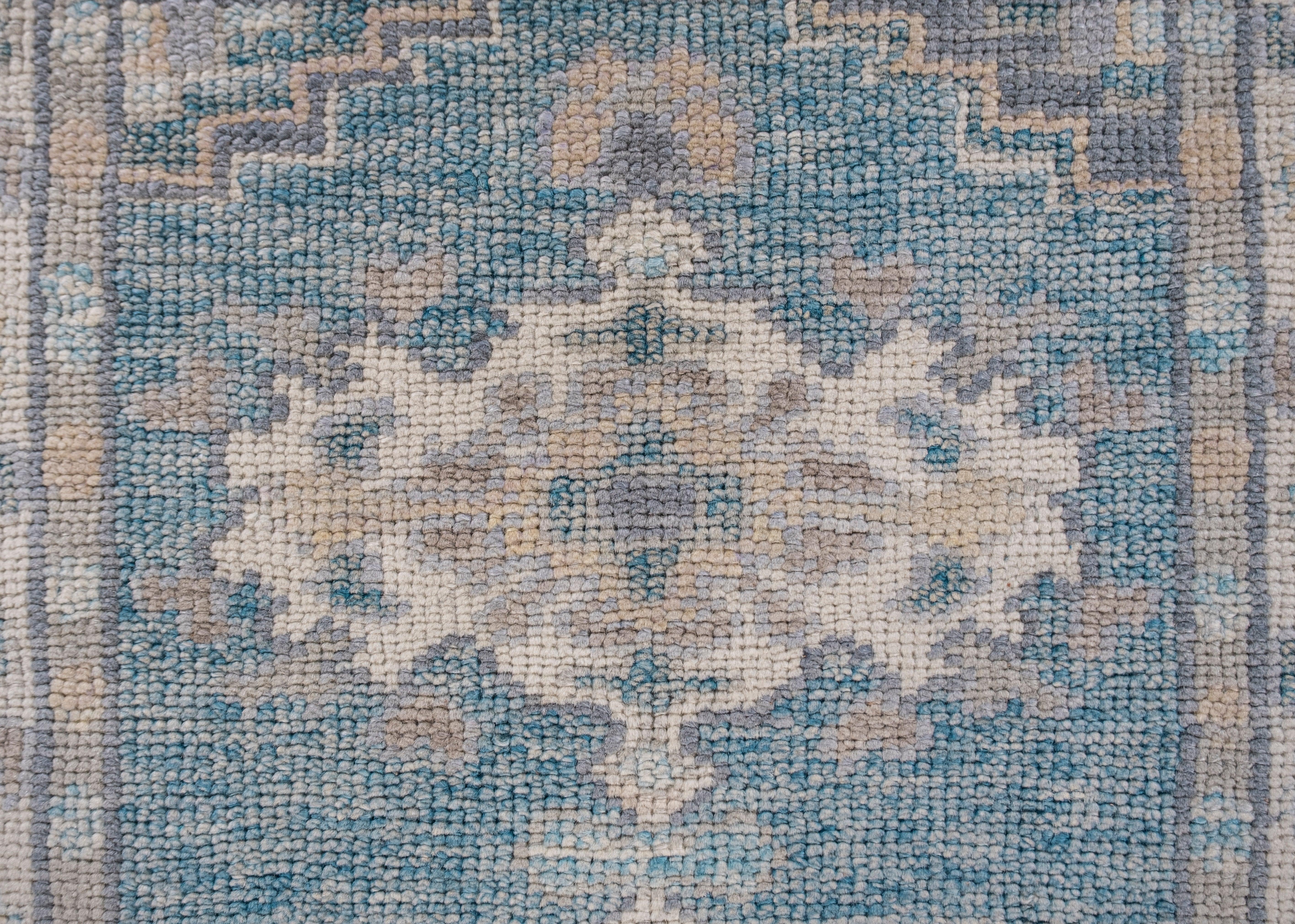 Oushak Rug Oriental Hand Knotted Turkish Oushak 3' x 3'11