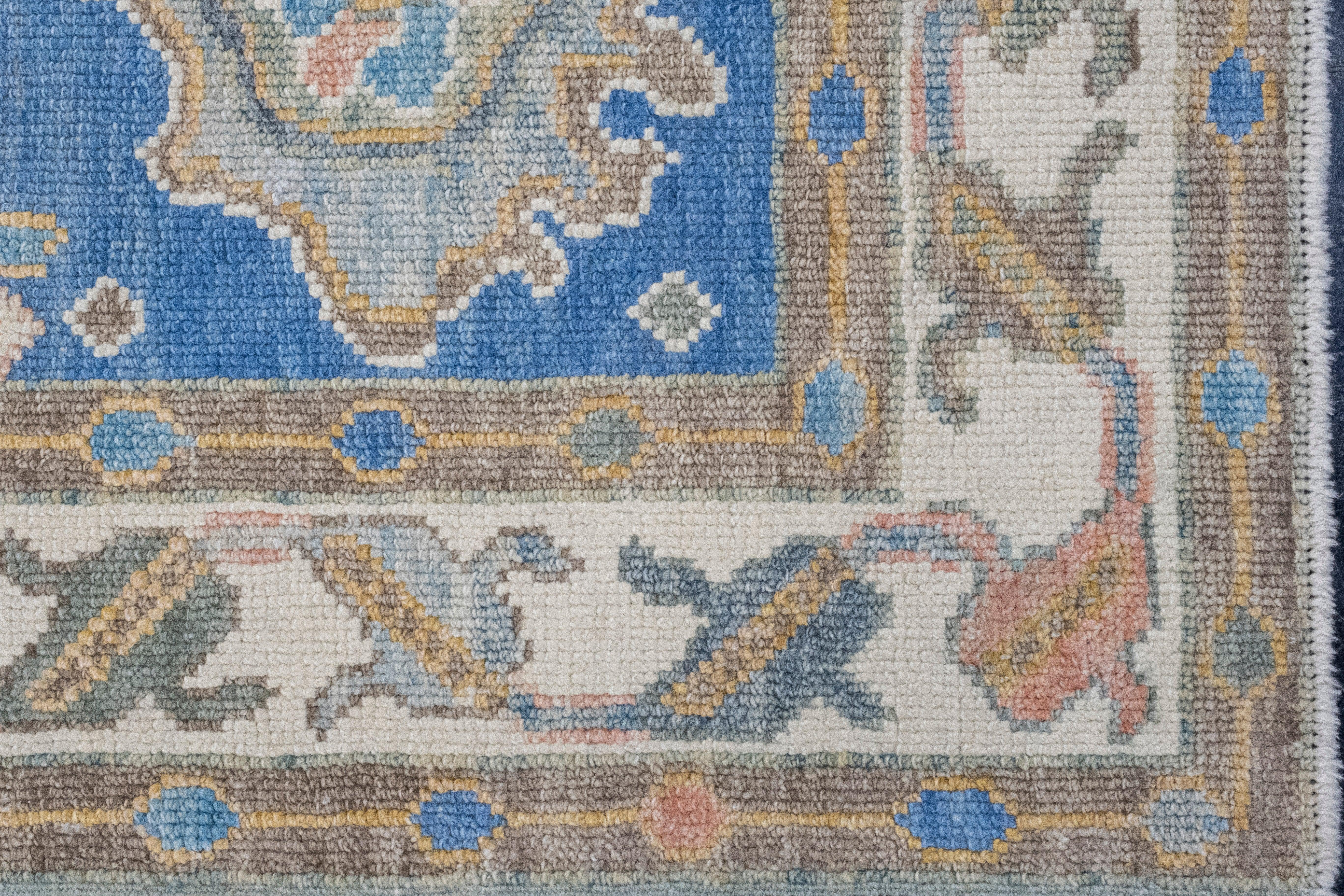Hand-Knotted Turkish Oushak Rug 2'10