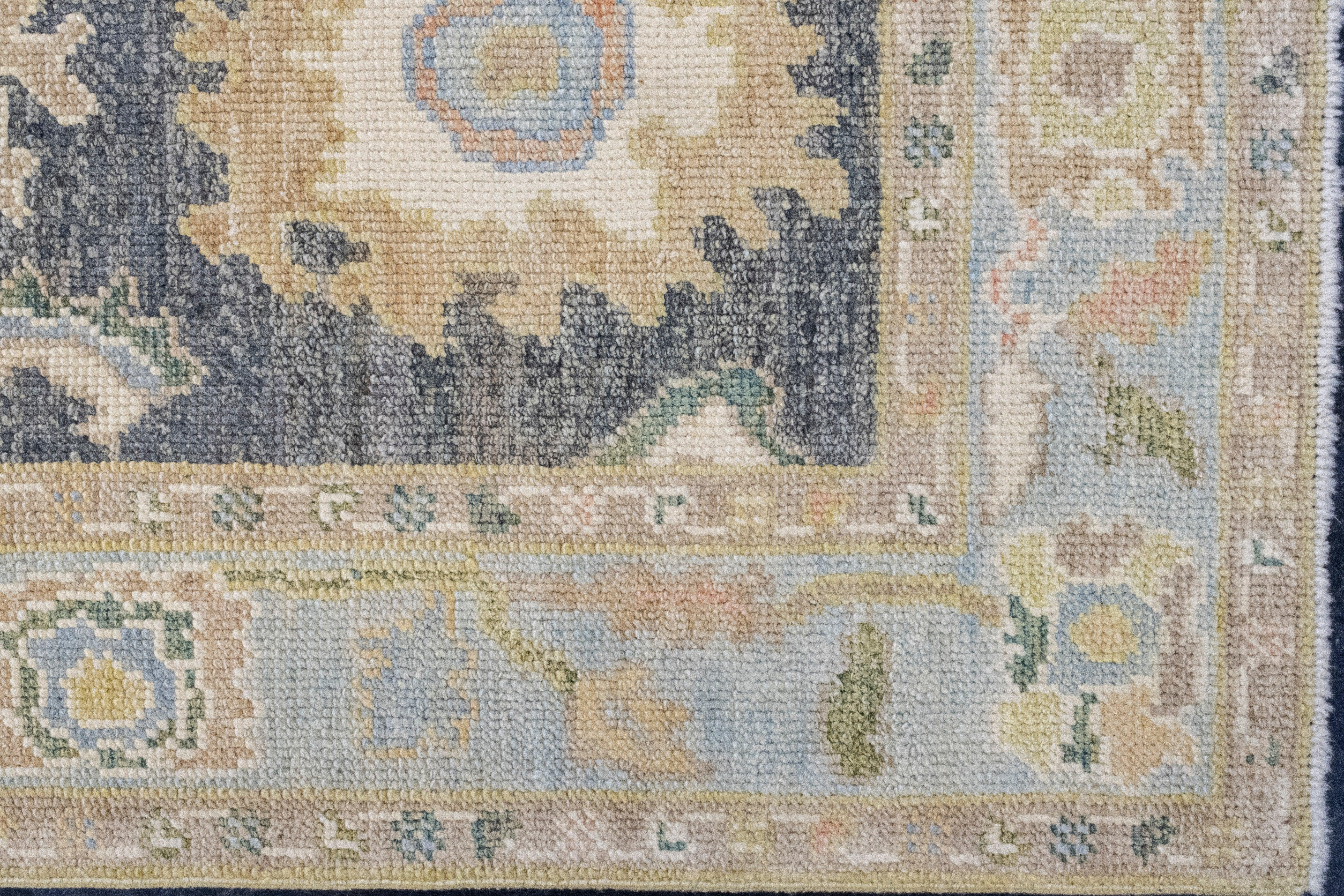 Hand-Knotted Turkish Oushak Rug 2'10