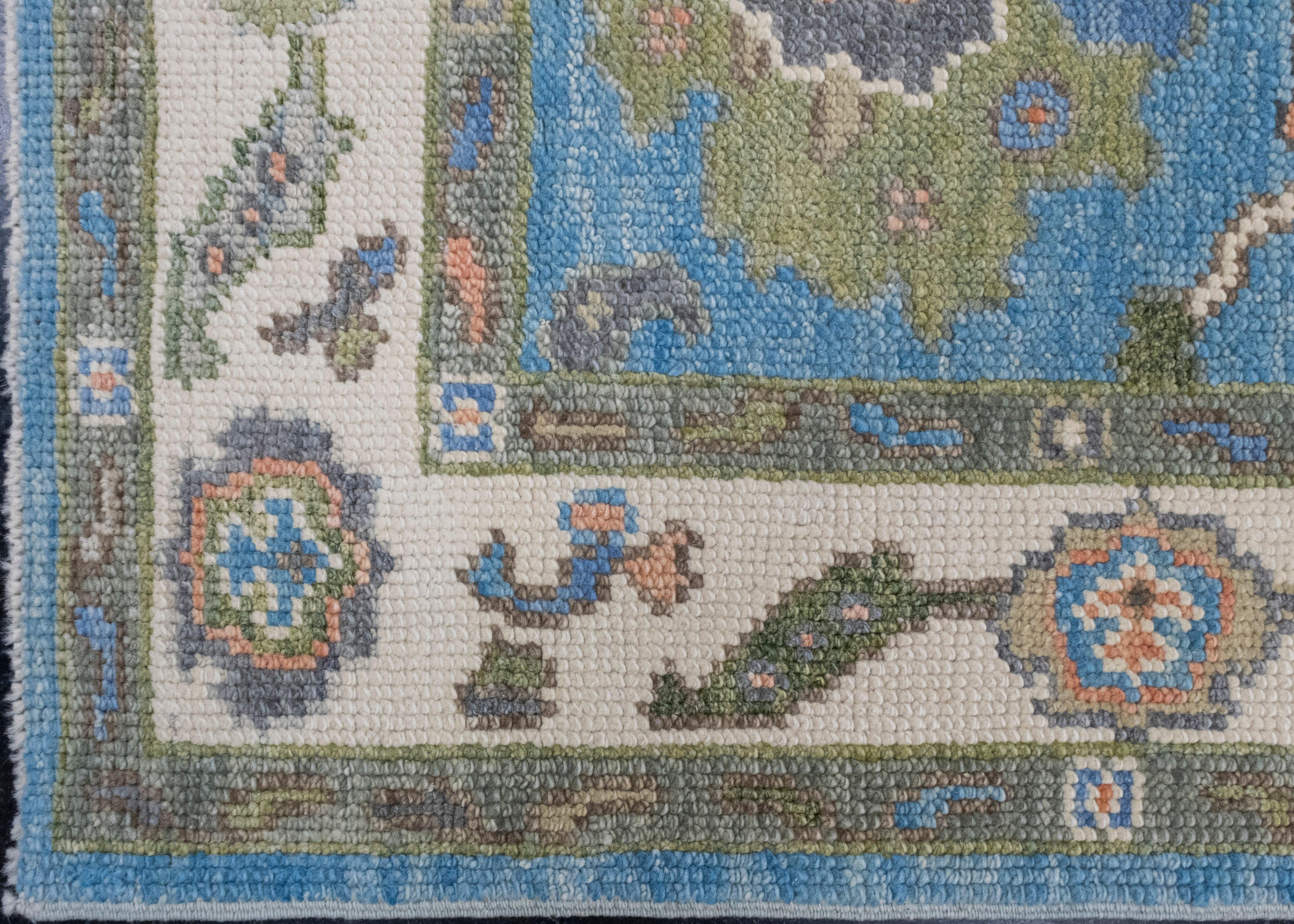 Hand-Knotted Turkish Oushak Rug 2'10