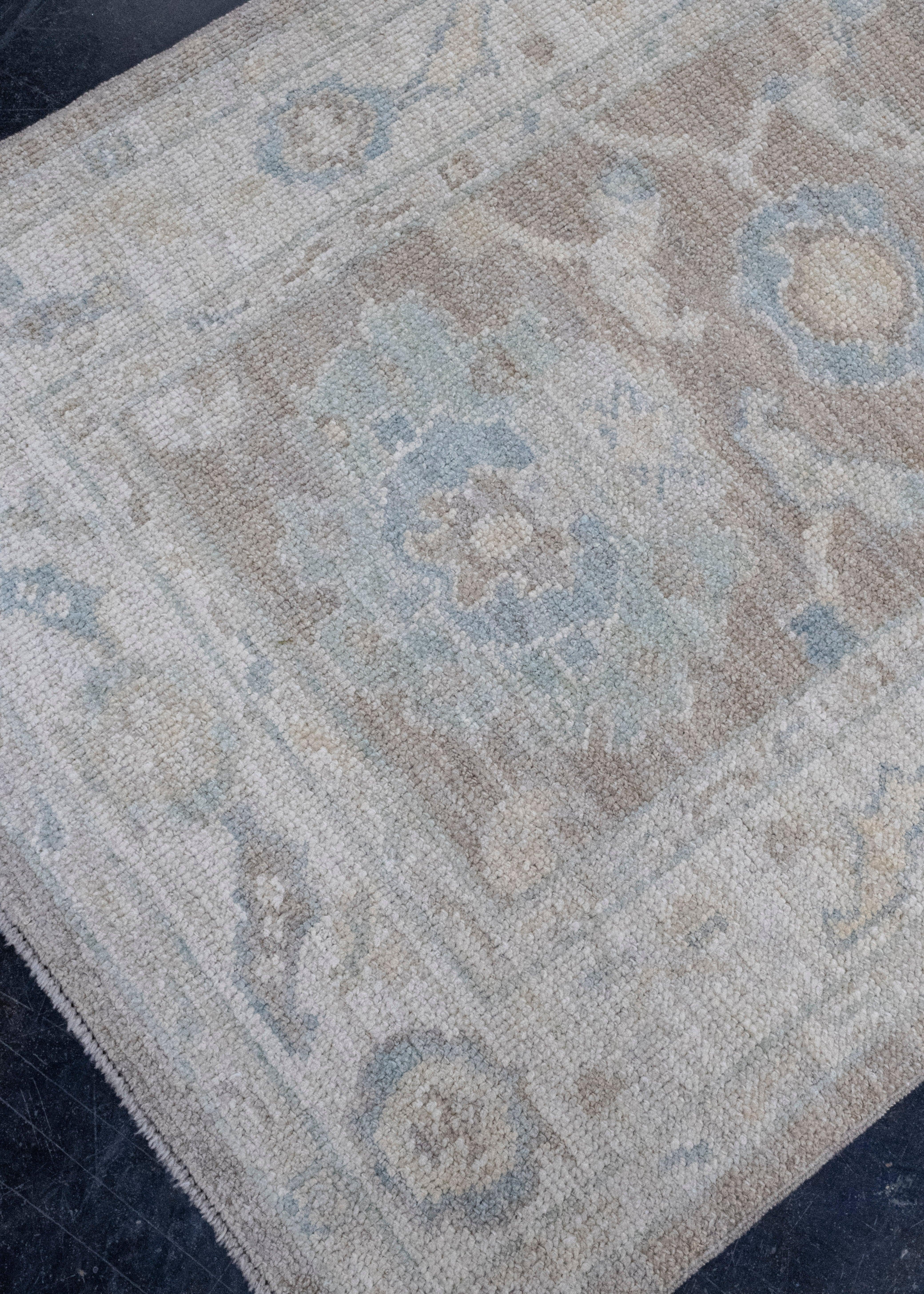 Hand-Knotted Turkish Oushak Rug 2'10