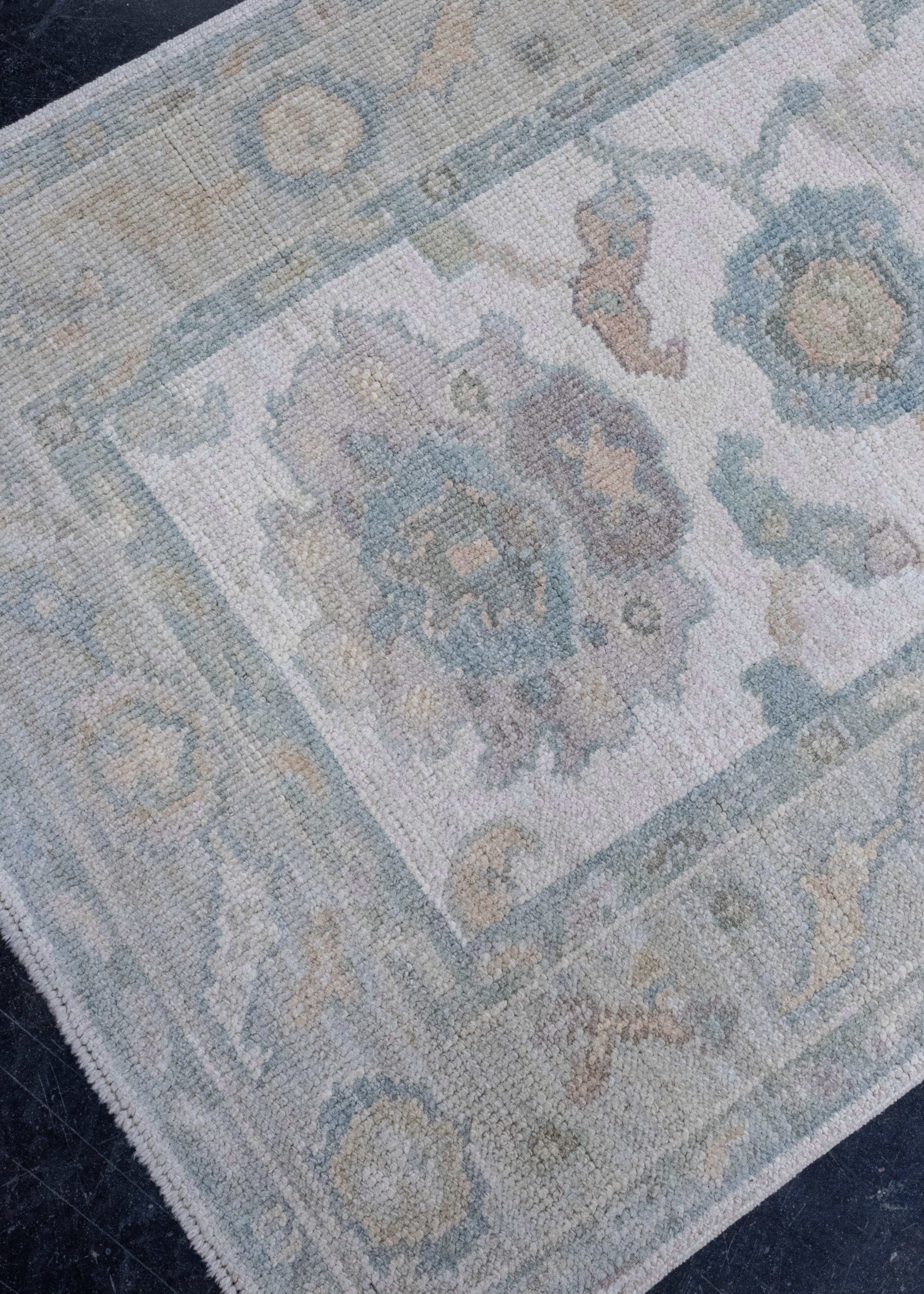 Hand-Knotted Turkish Oushak Rug 2'10