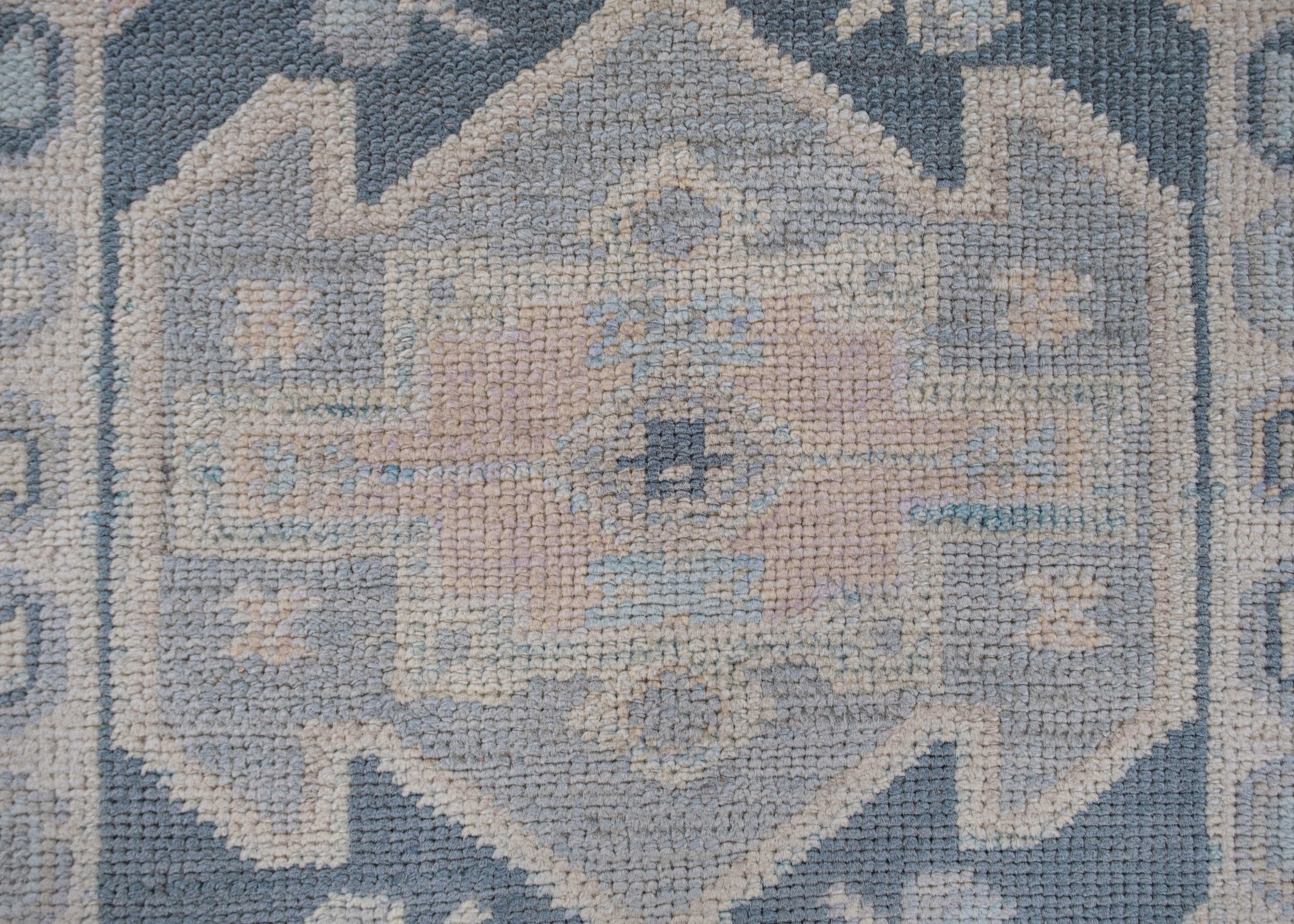 Oushak Rug Oriental Hand Knotted Turkish Oushak 3' x 9'7