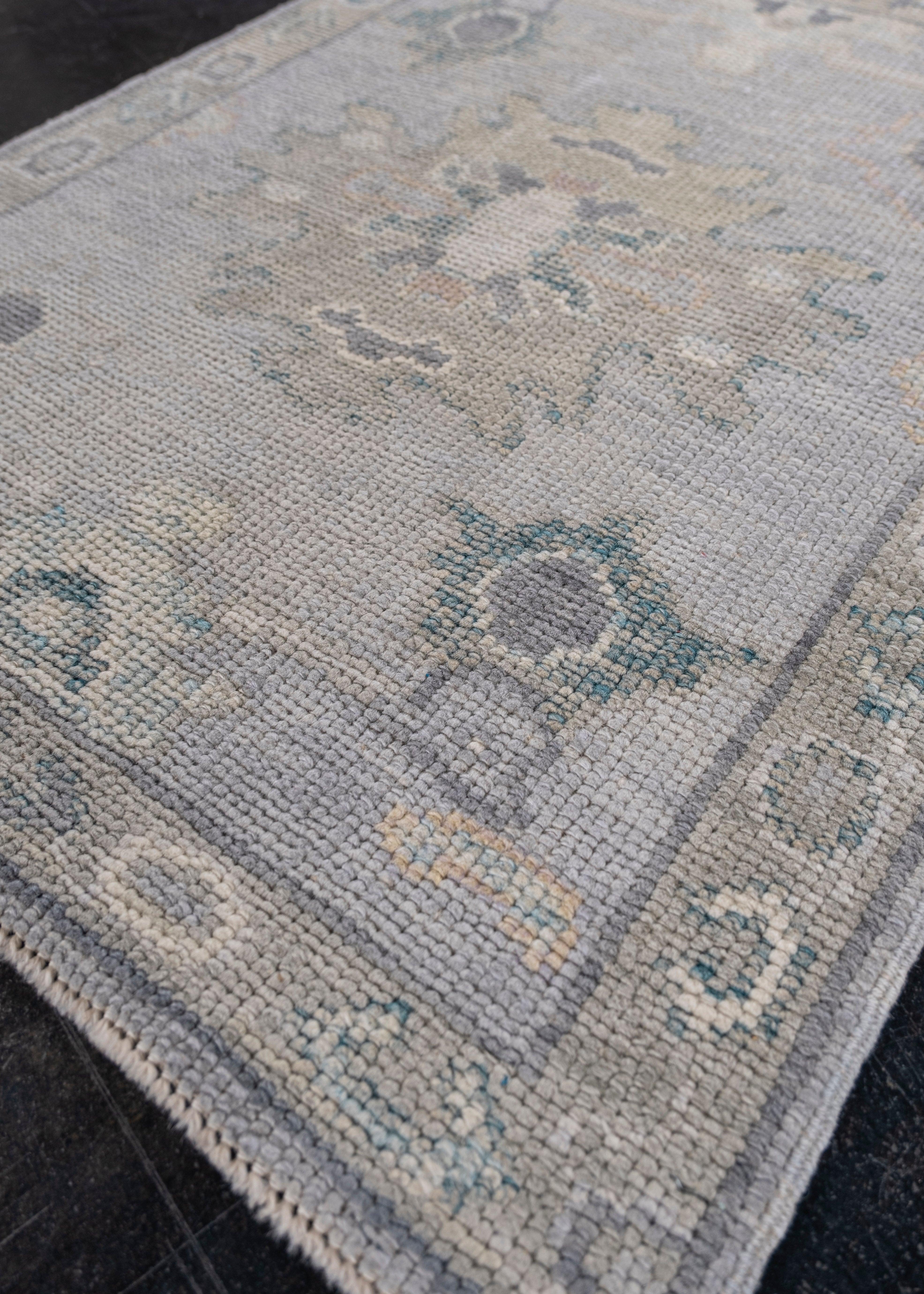 Hand-Knotted Turkish Oushak Rug 2'2