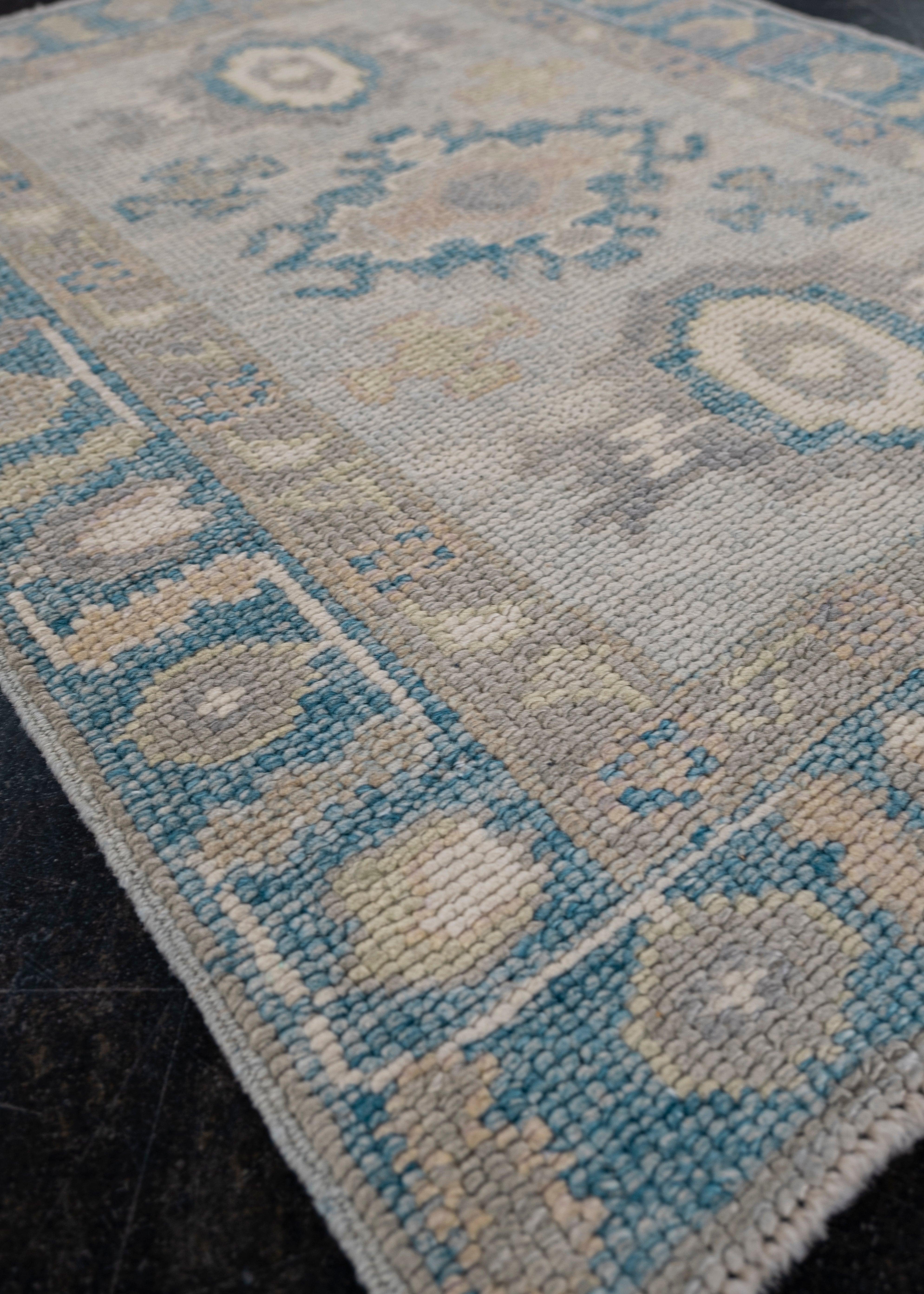 Hand-Knotted Turkish Oushak Rug 2'2