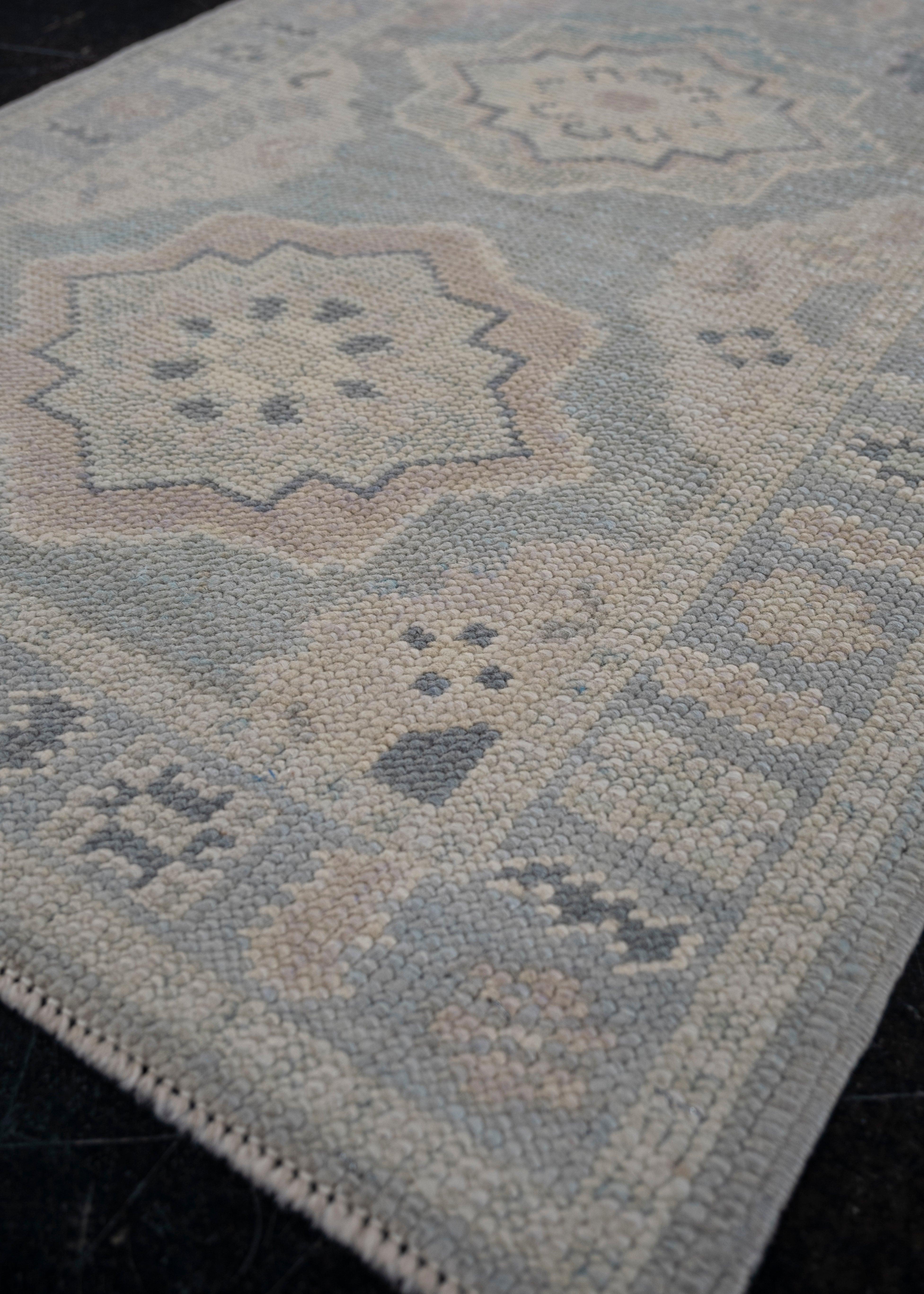 Hand-Knotted Turkish Oushak Rug 2'3