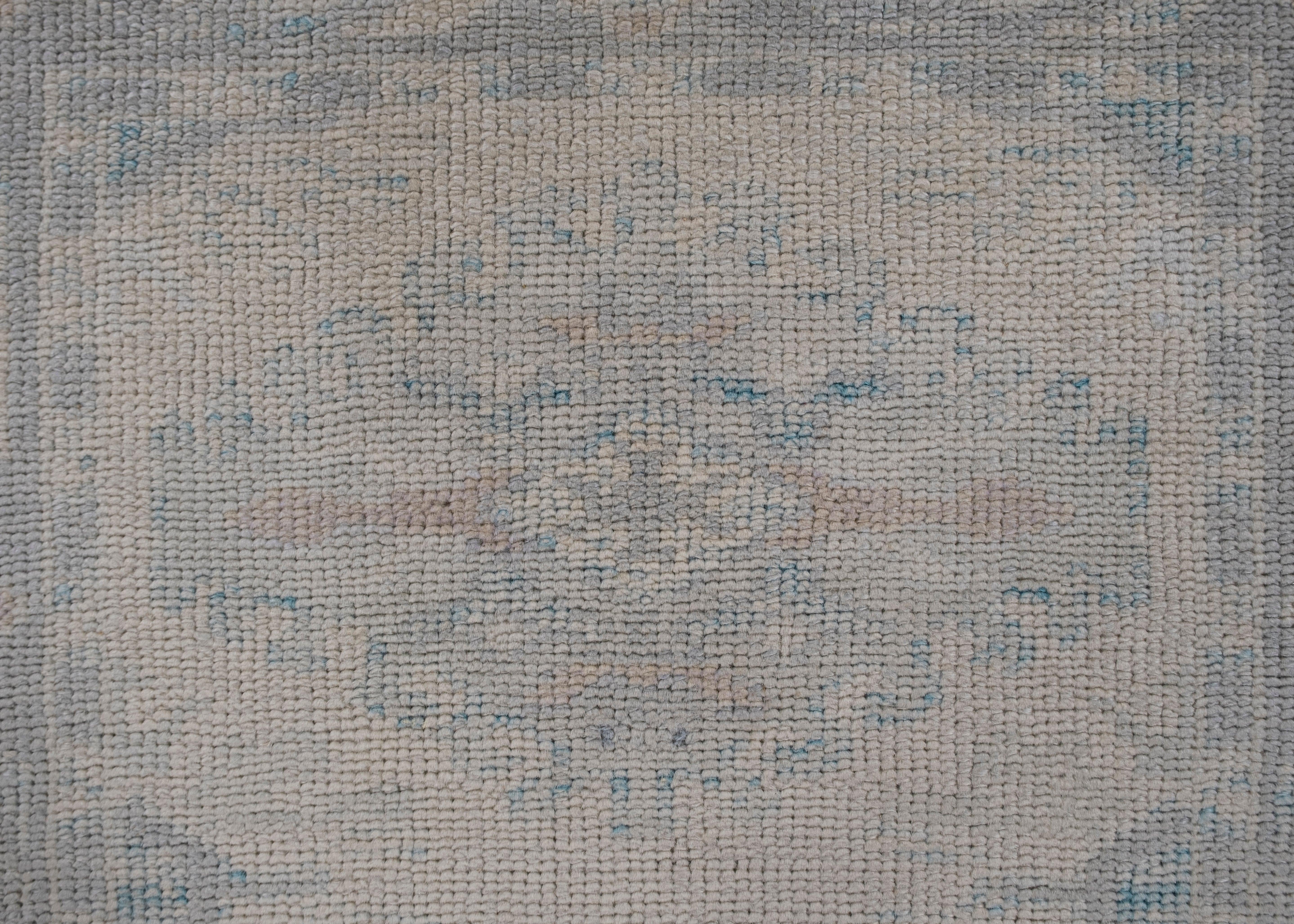 Oushak Rug Oriental Hand Knotted Turkish Oushak 3' x 7'6