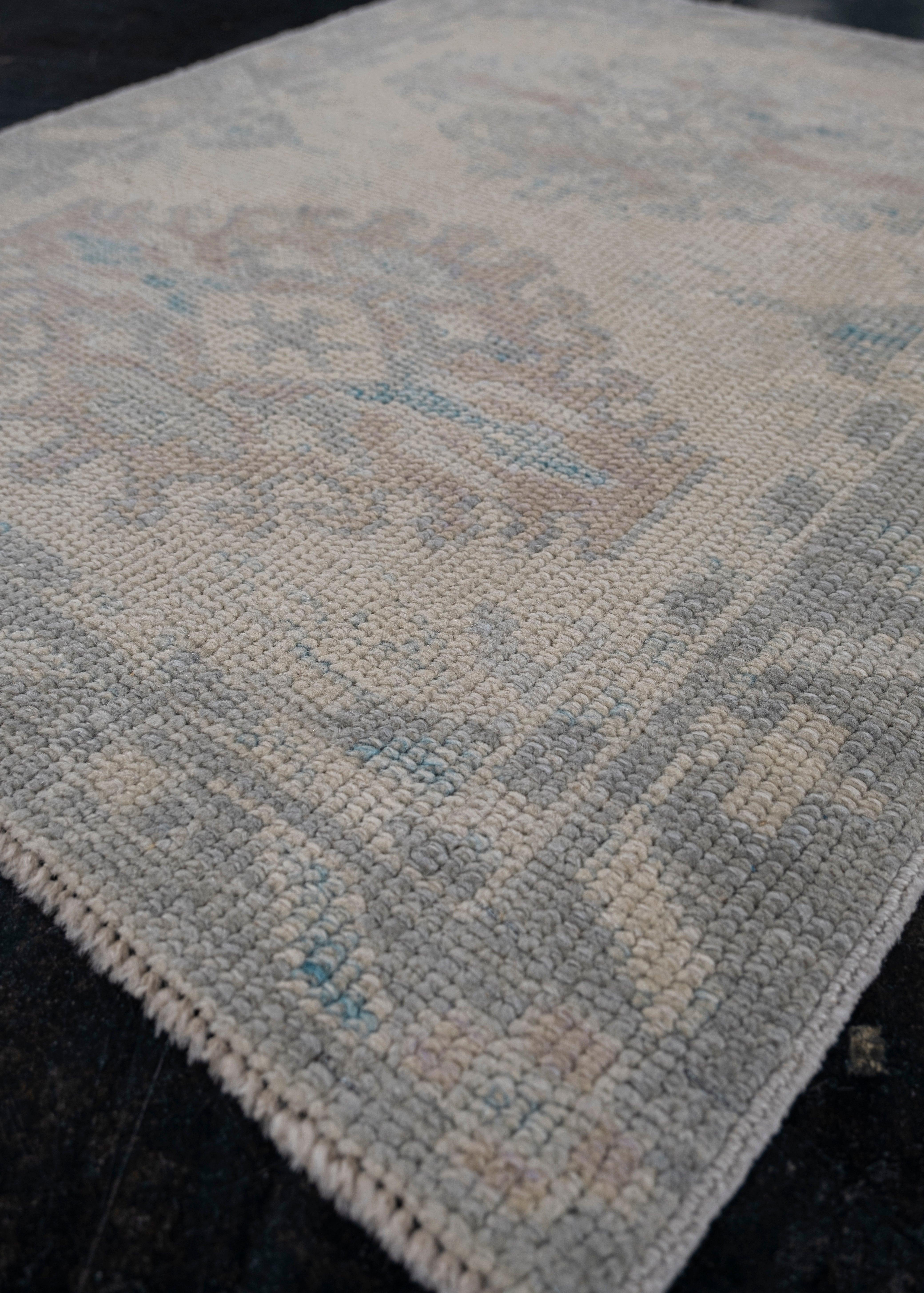 Hand-Knotted Turkish Oushak Rug 2'3