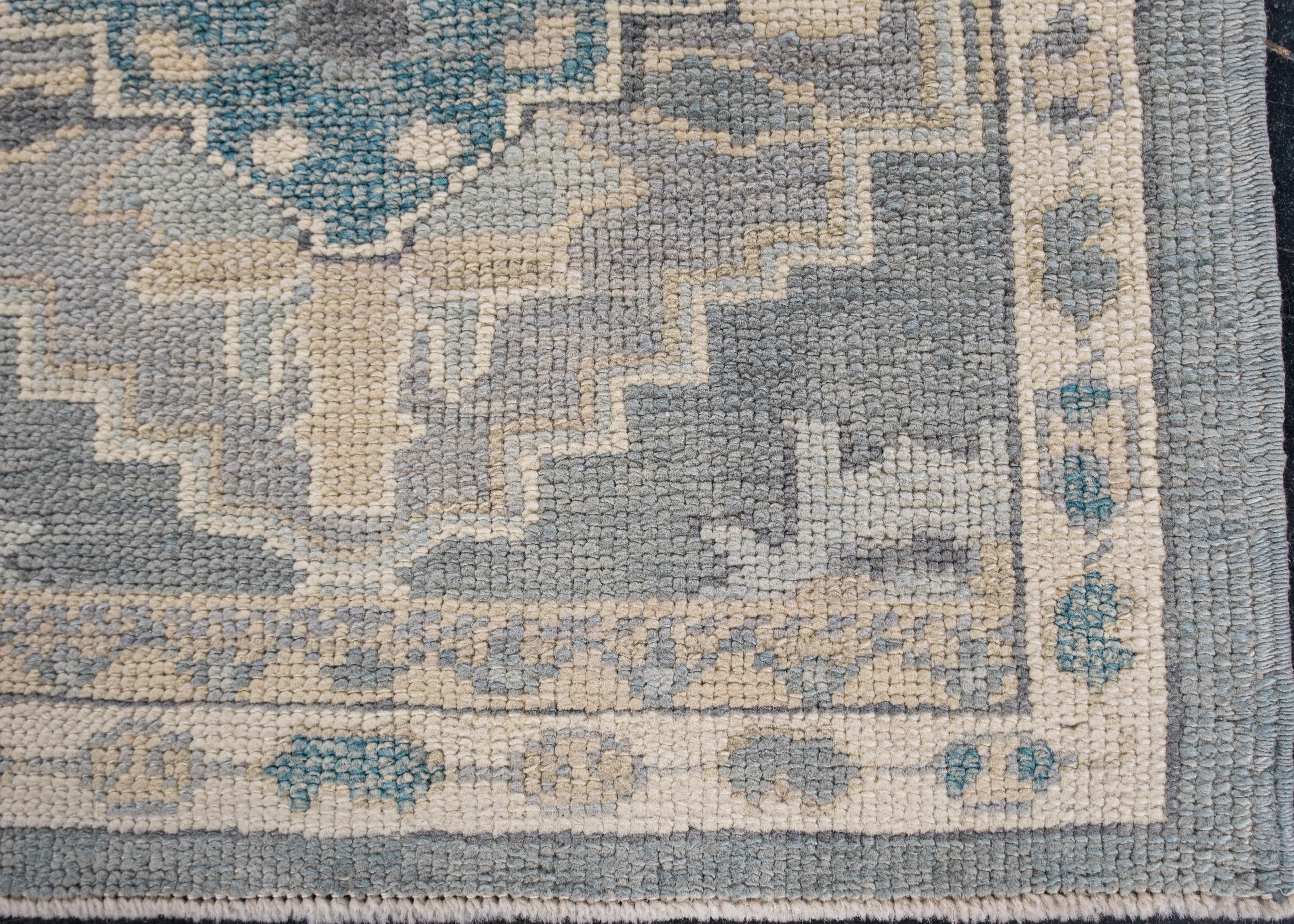 Oushak Rug Oriental Hand Knotted Turkish Oushak 3'10