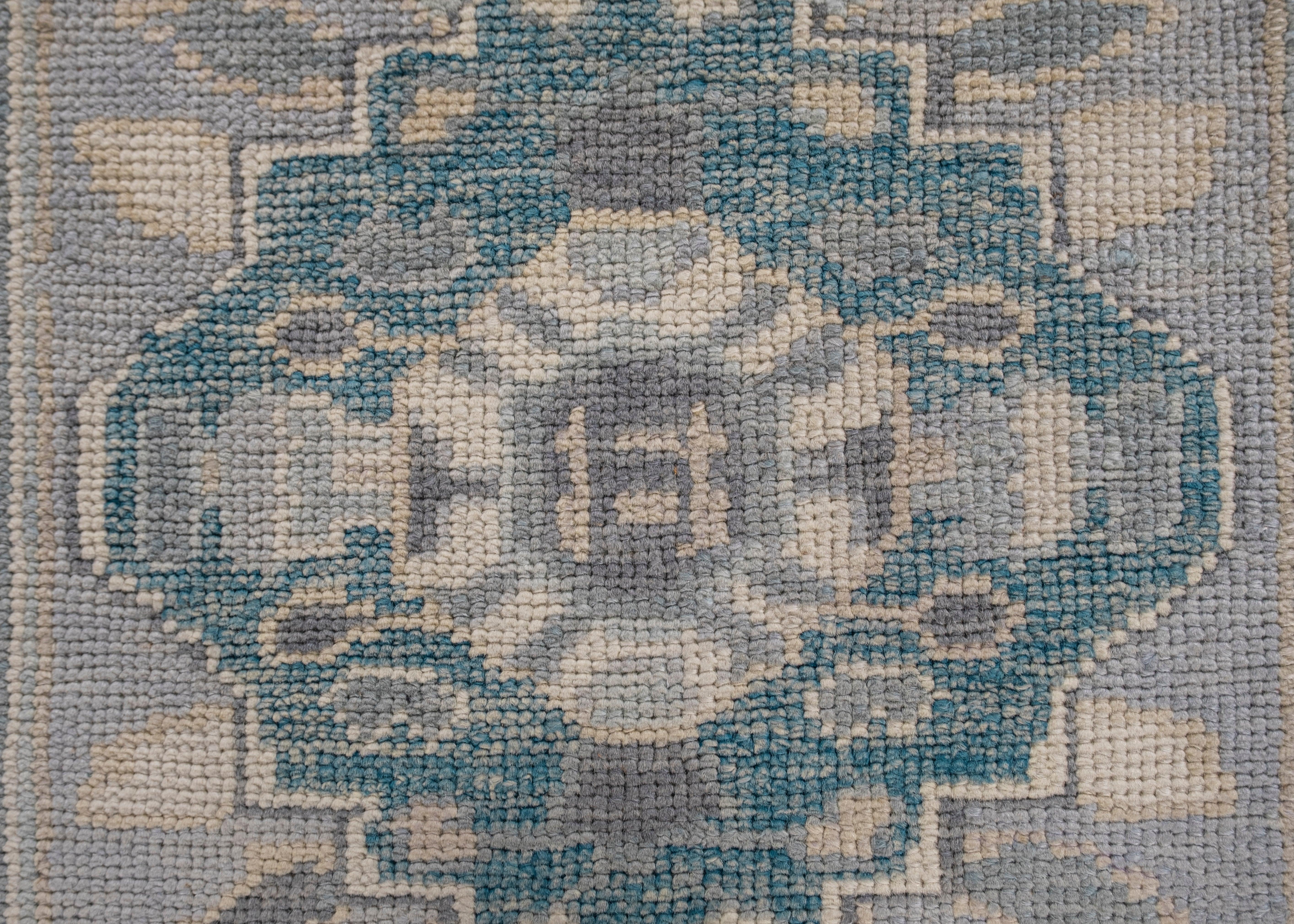 Oushak Rug Oriental Hand Knotted Turkish Oushak 4'2