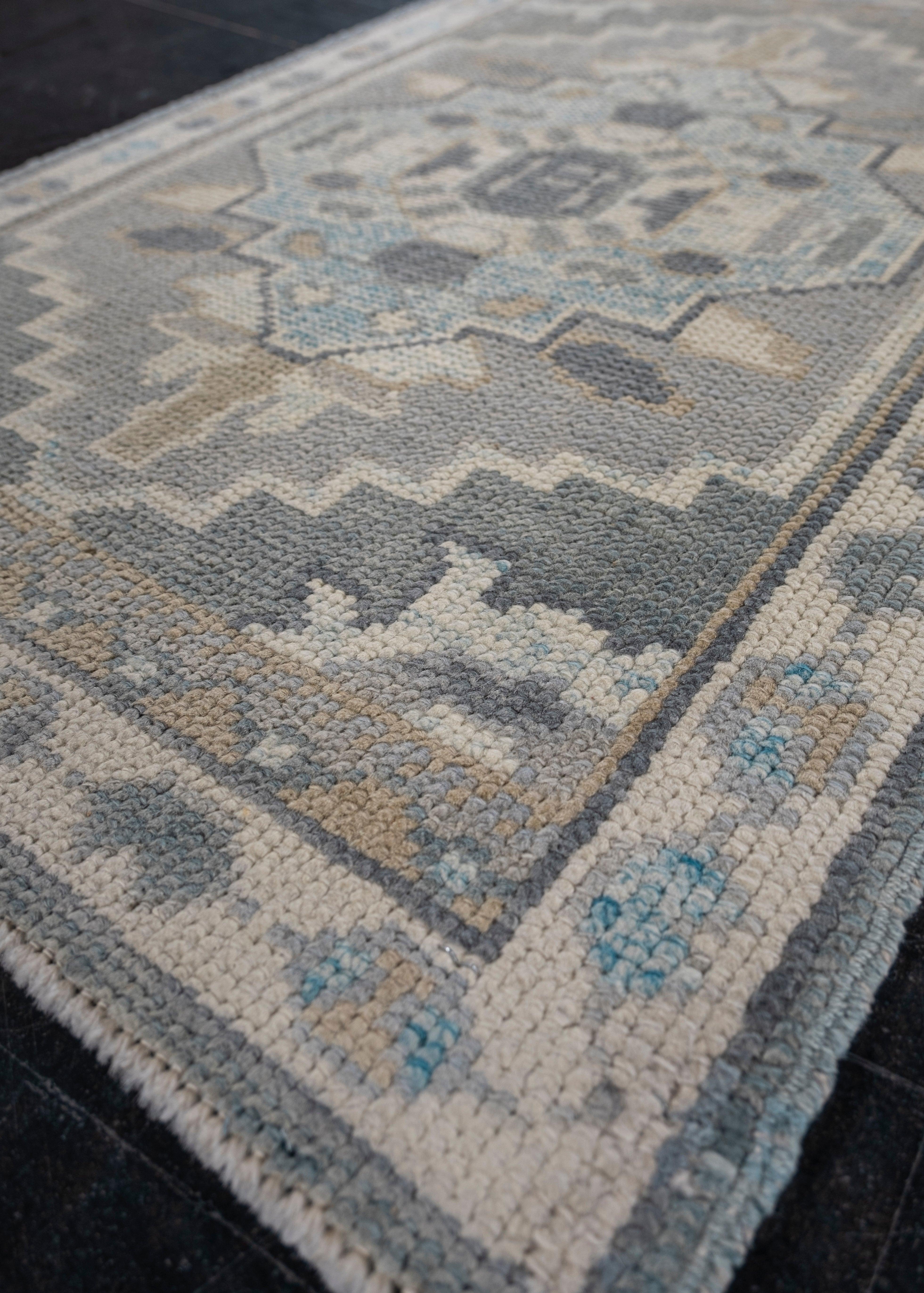 Hand-Knotted Turkish Oushak Rug 2'3