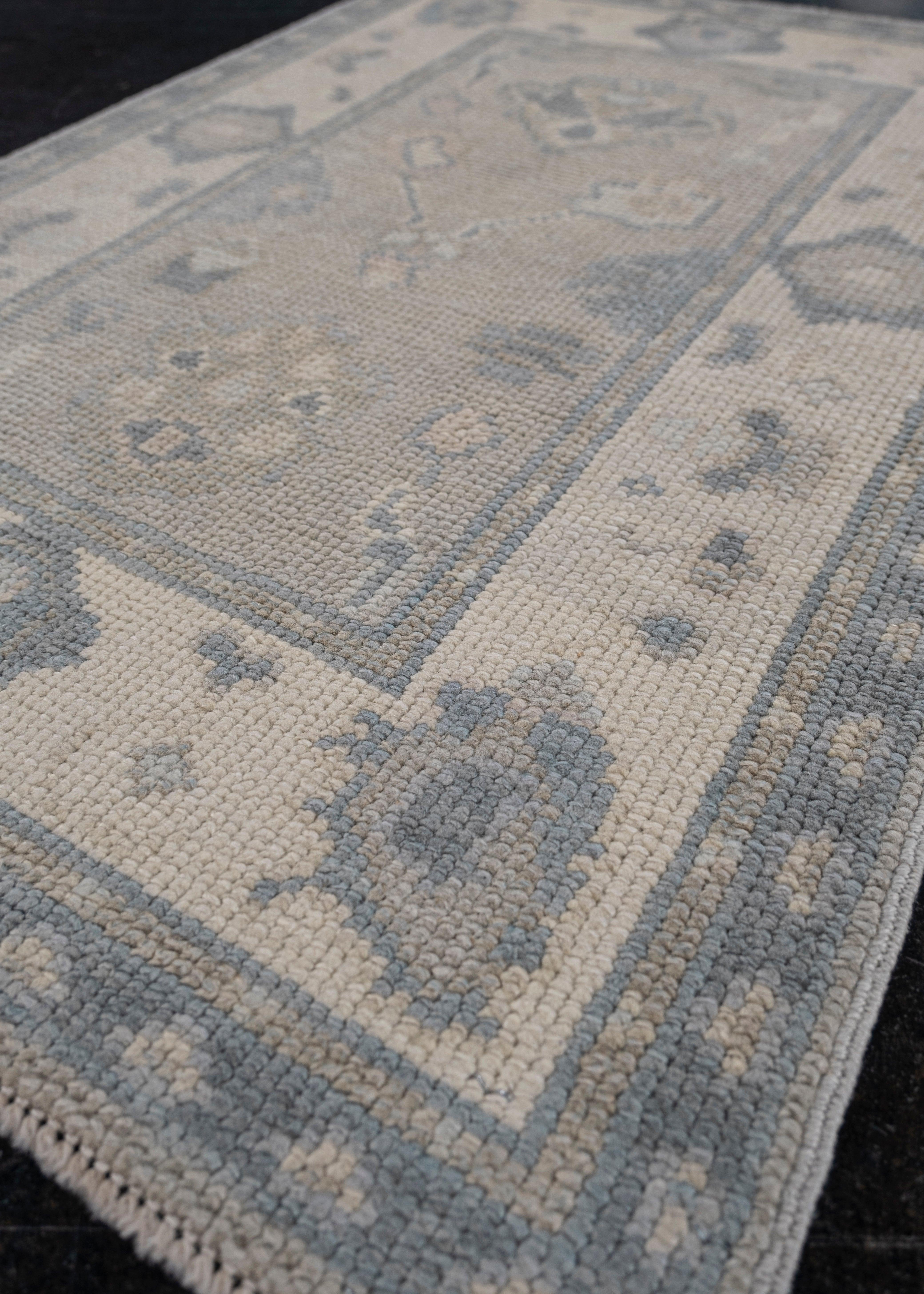 Hand-Knotted Turkish Oushak Rug 2'3
