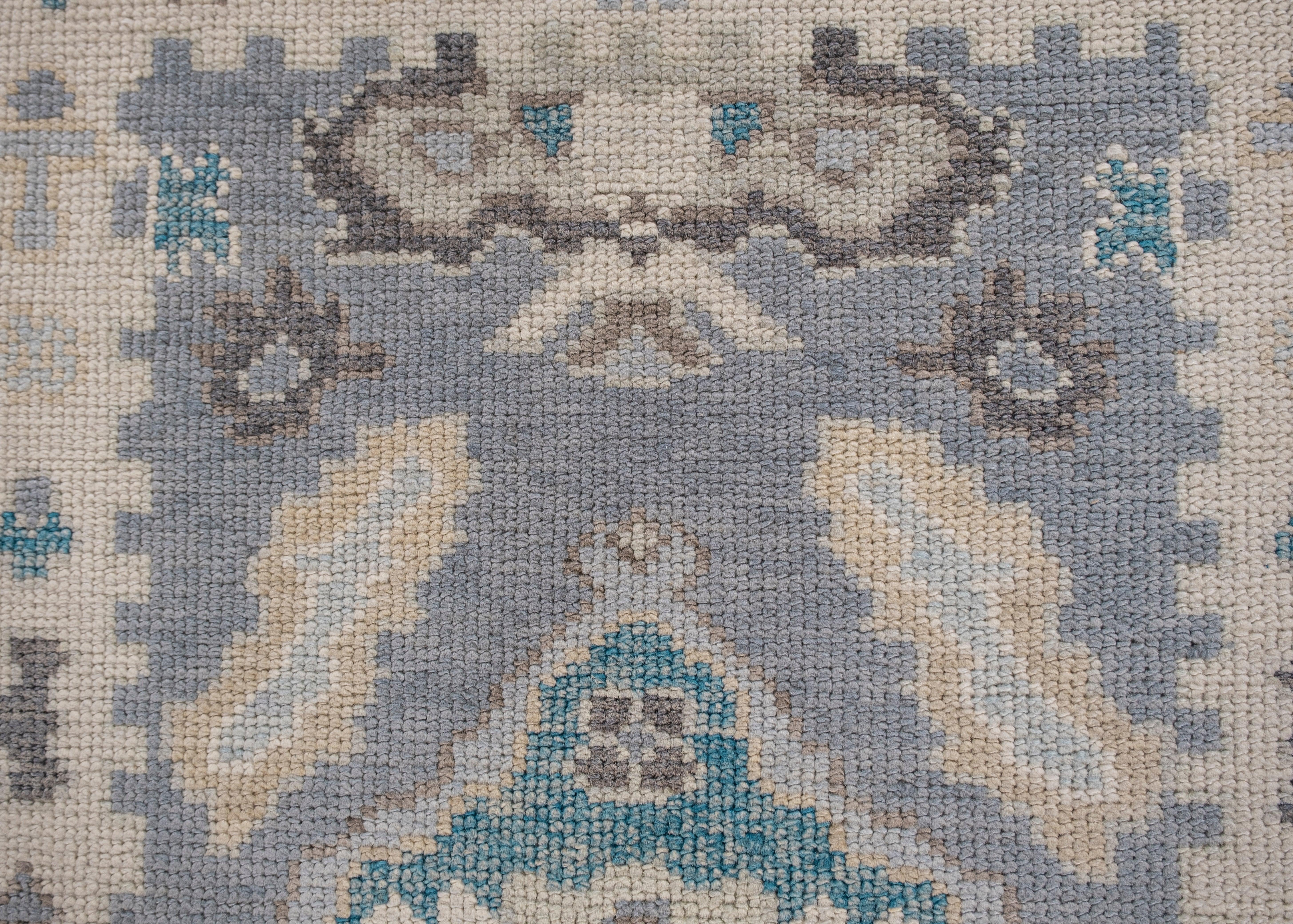 Oushak Rug Oriental Hand Knotted Turkish Oushak 4'10