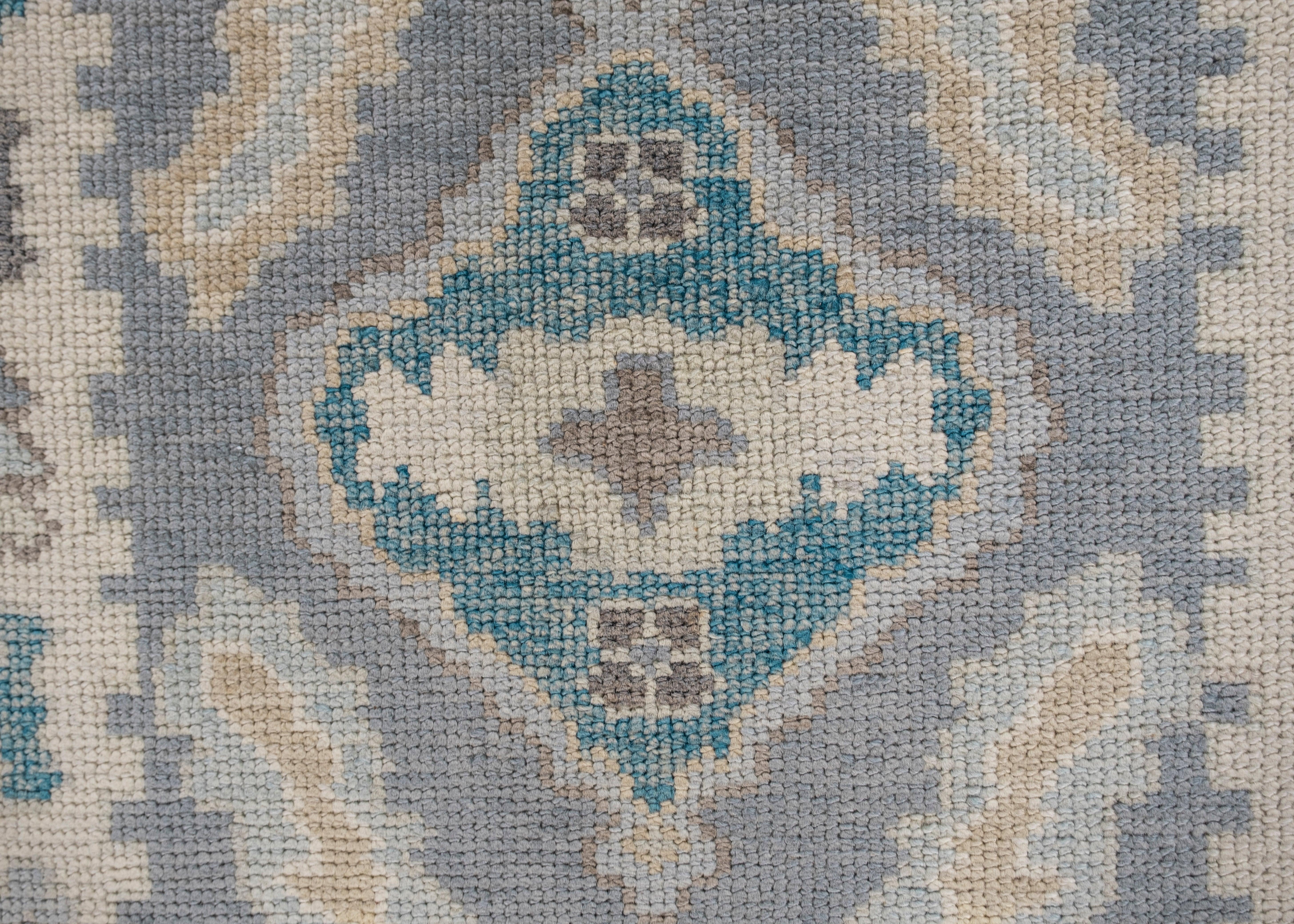 Hand-Knotted Turkish Oushak Rug 2'3