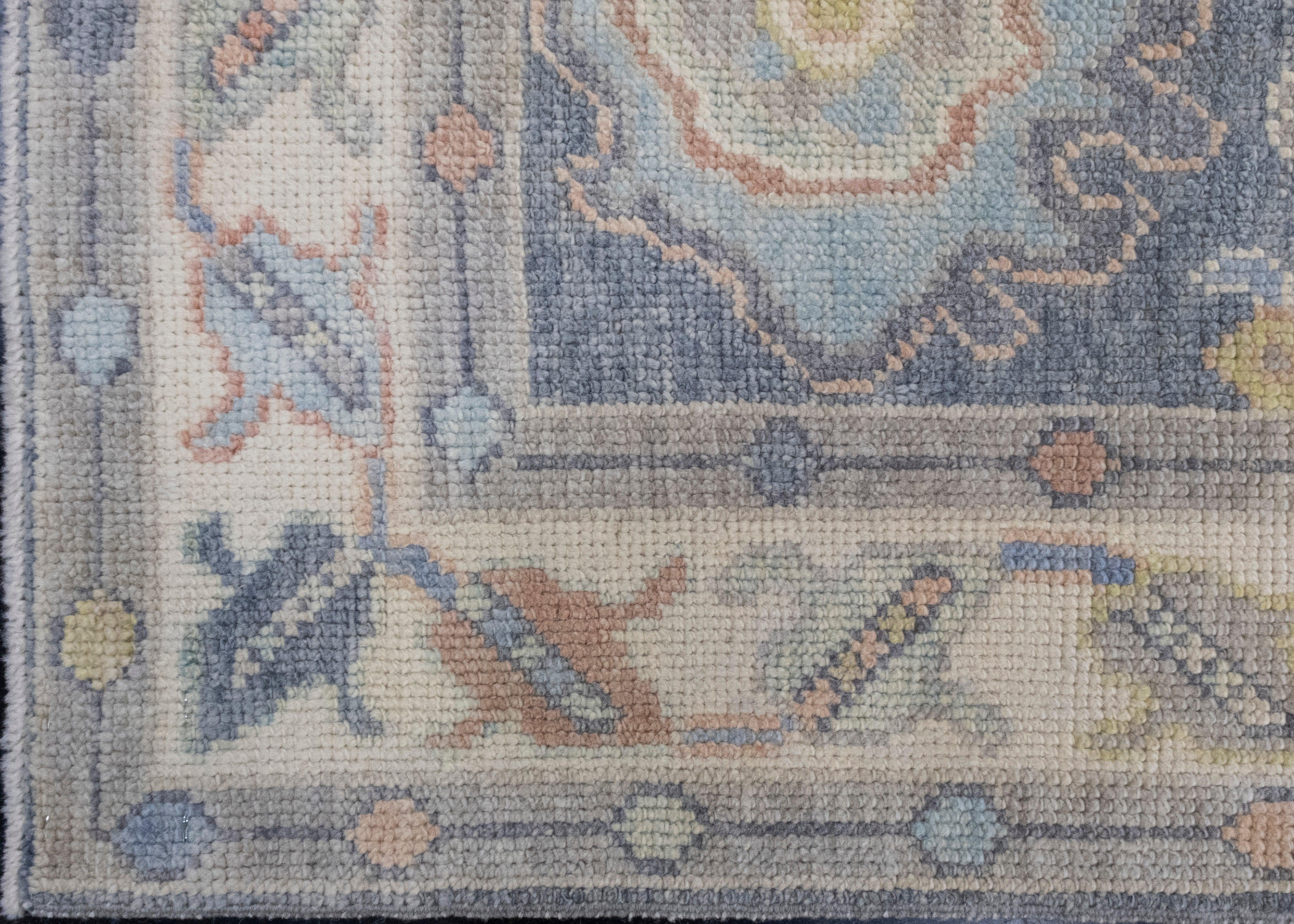 Hand-Knotted Turkish Oushak Rug 2'5