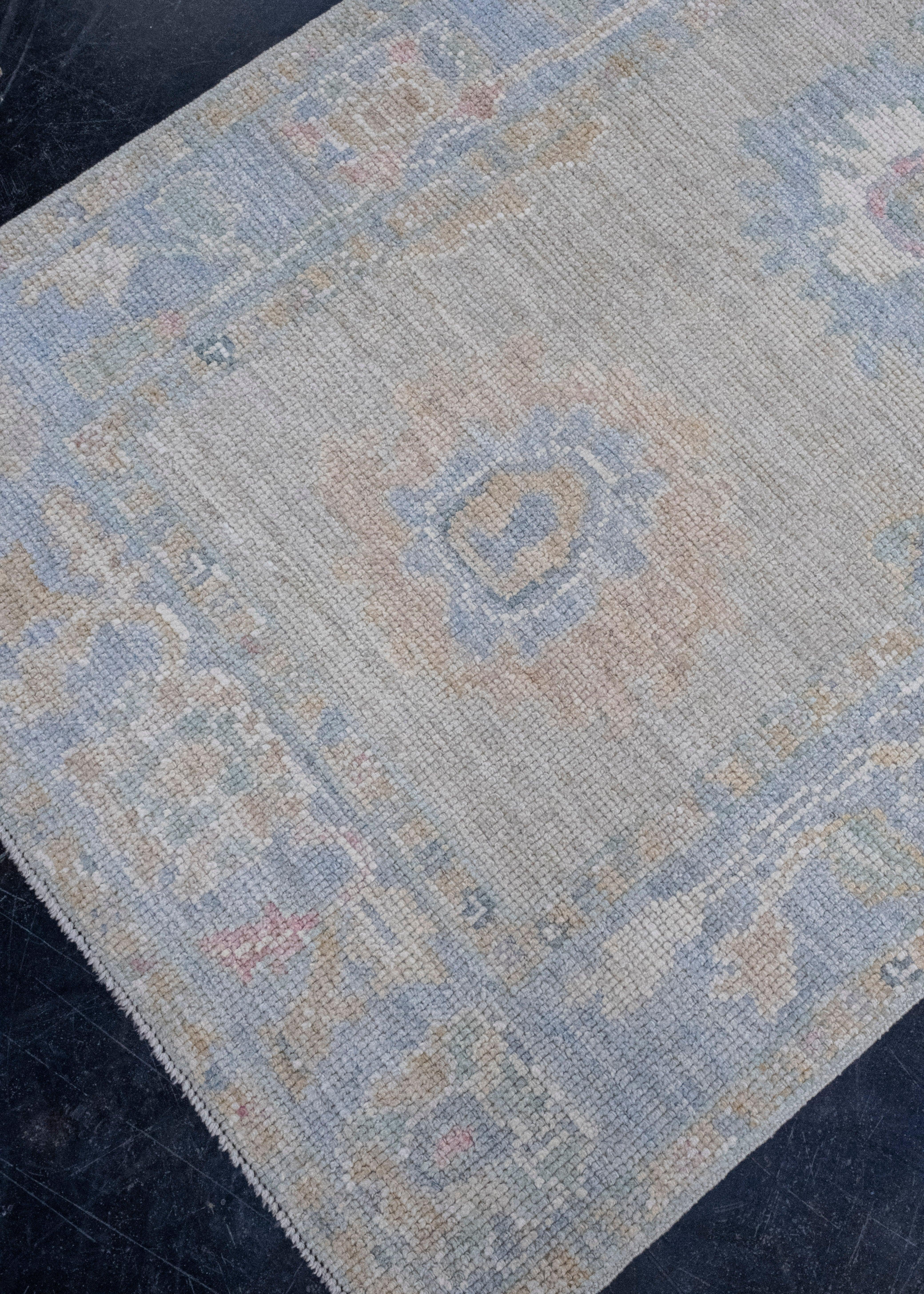 Hand-Knotted Turkish Oushak Rug 2'8