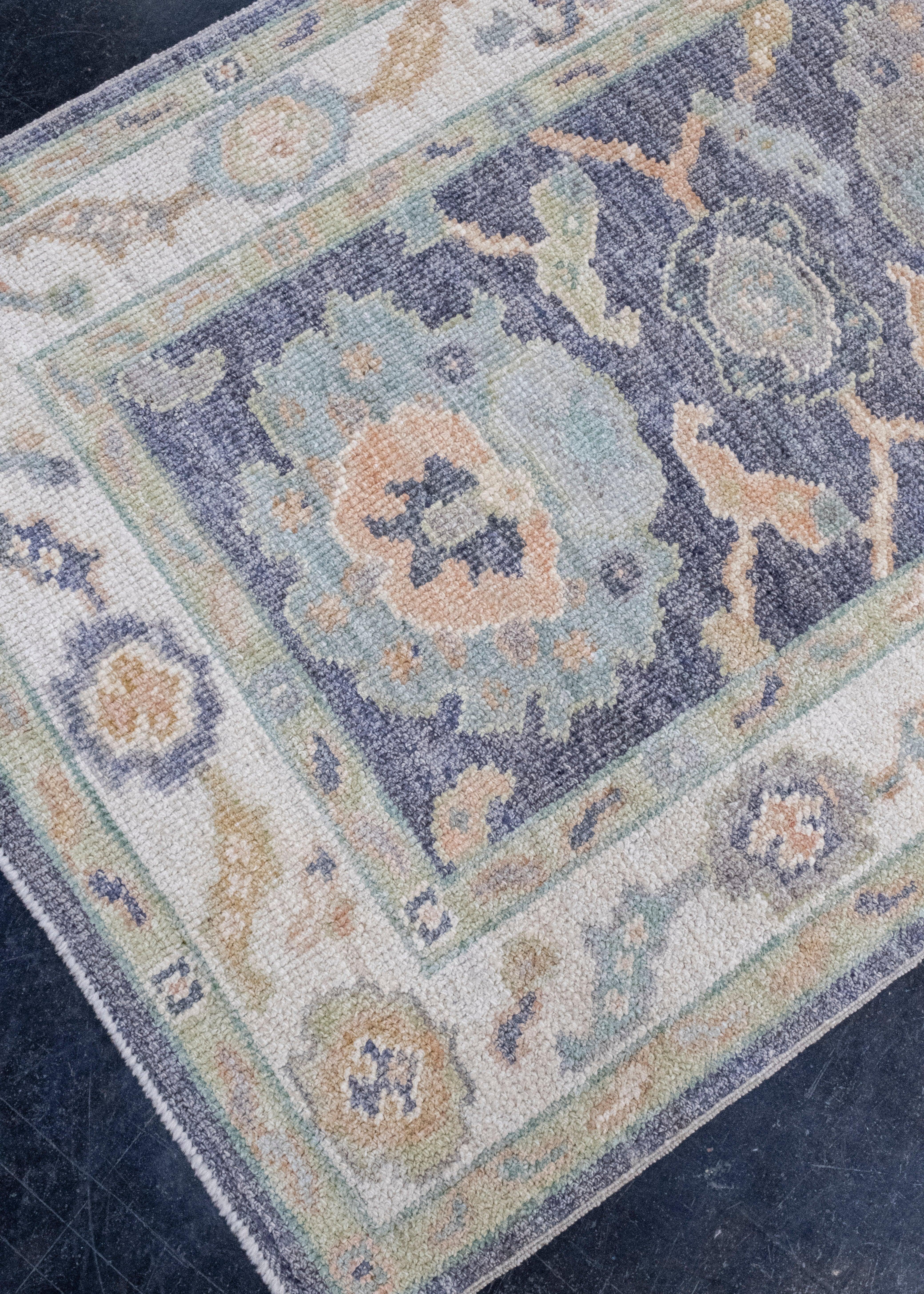 Hand-Knotted Turkish Oushak Rug 2'9