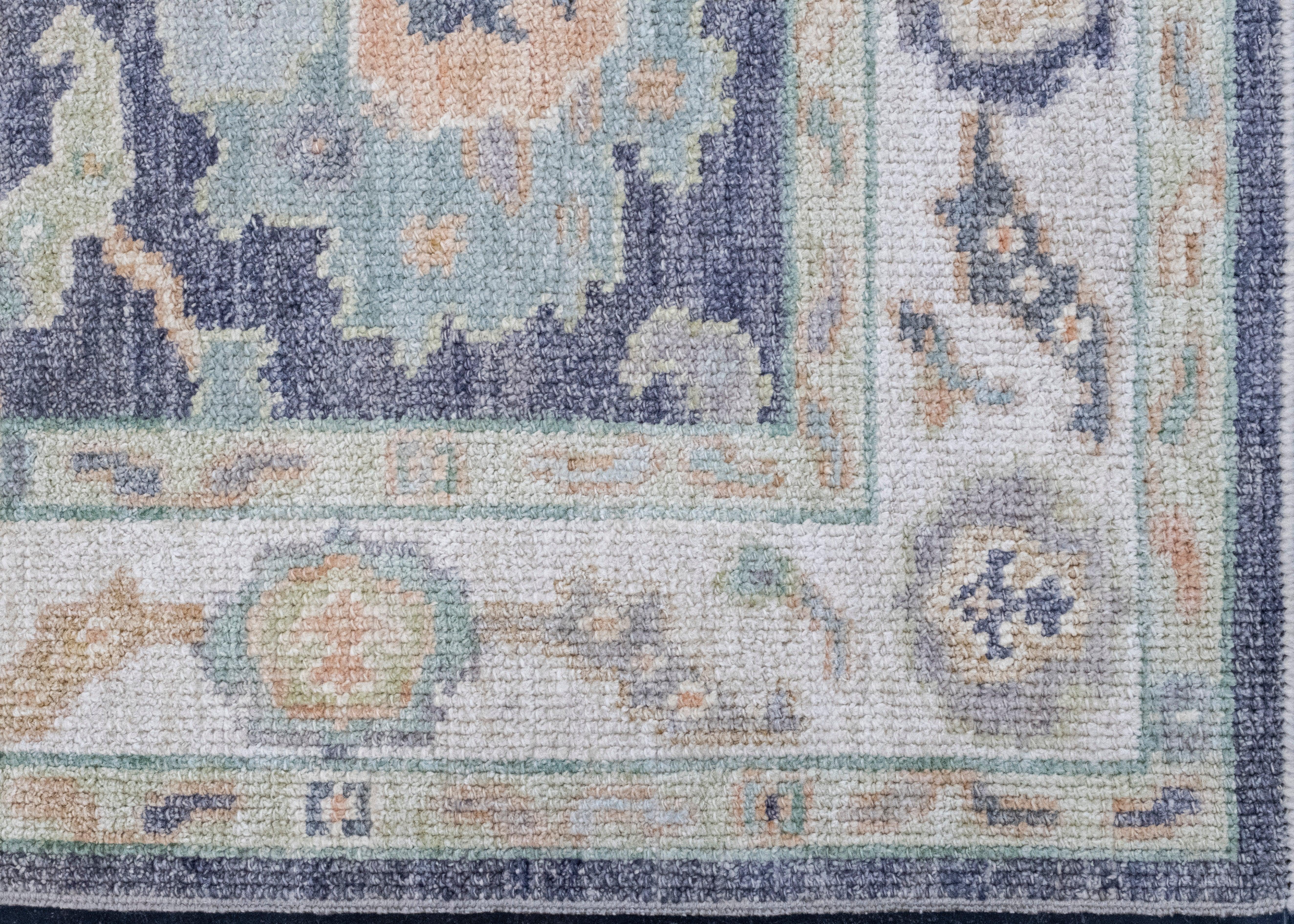 Noué à la main Tapis turc Oushak 2'9
