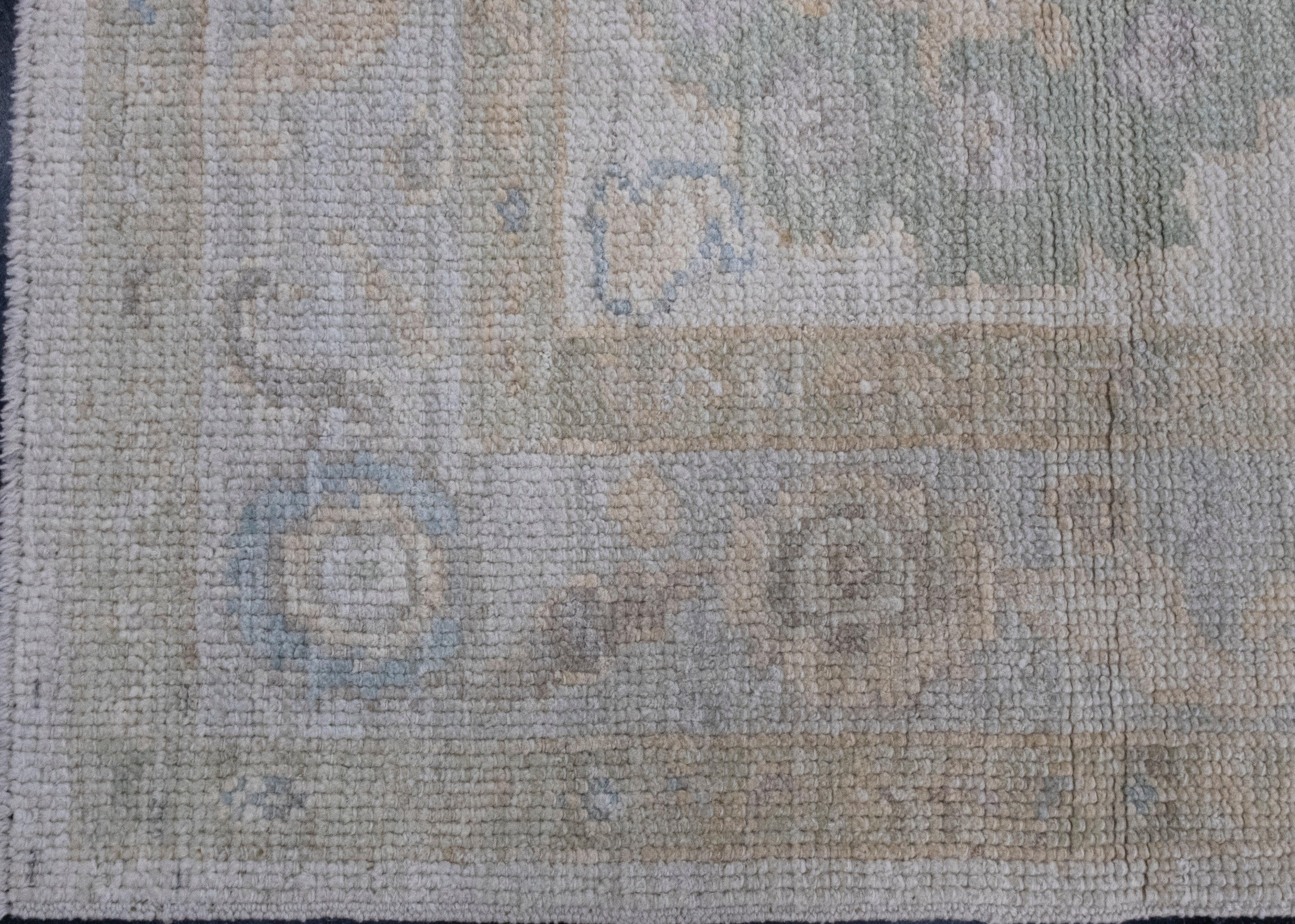 Hand-Knotted Turkish Oushak Rug 3' x 4'9