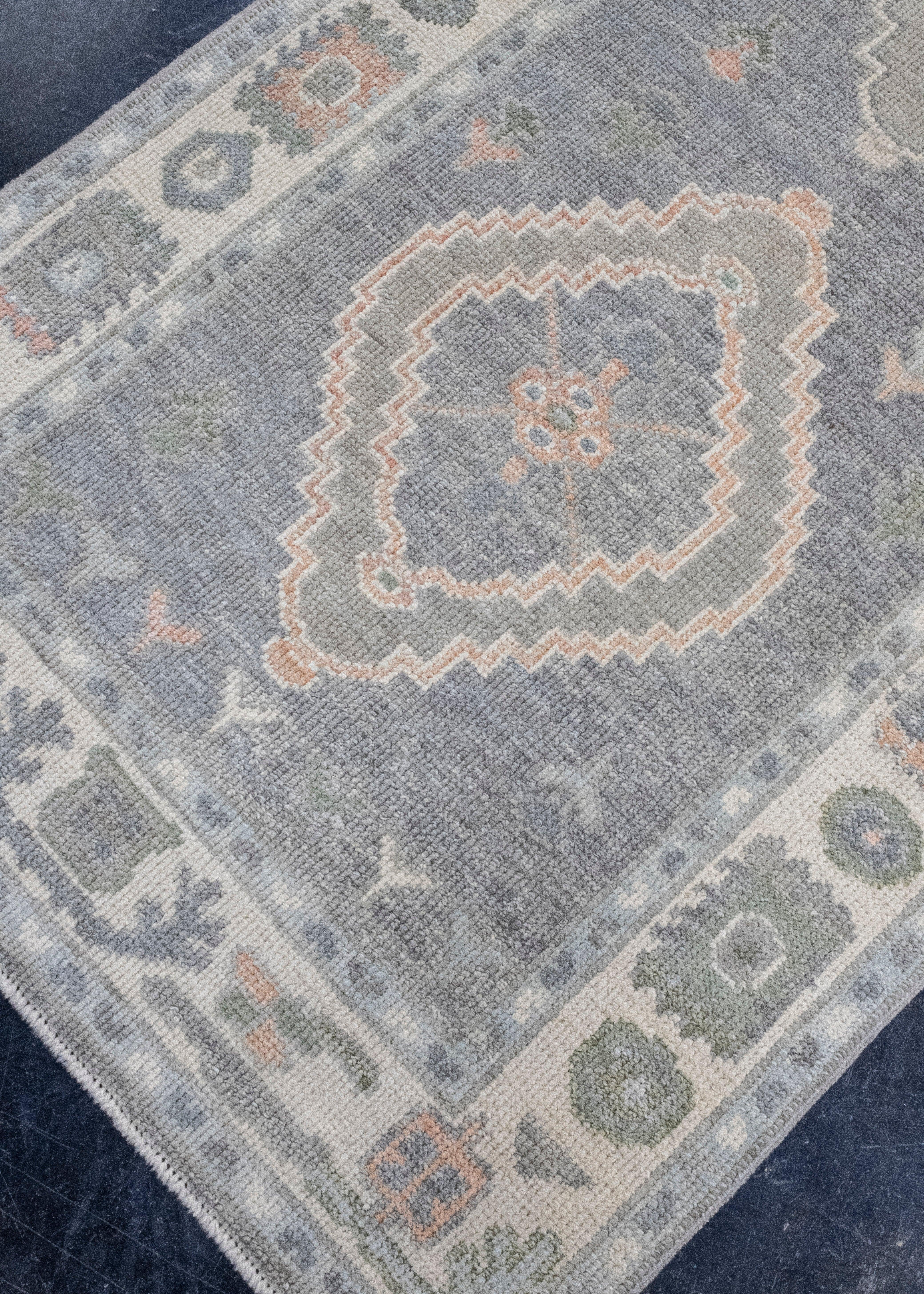 Hand-Knotted Turkish Oushak Rug 3' x 5'7