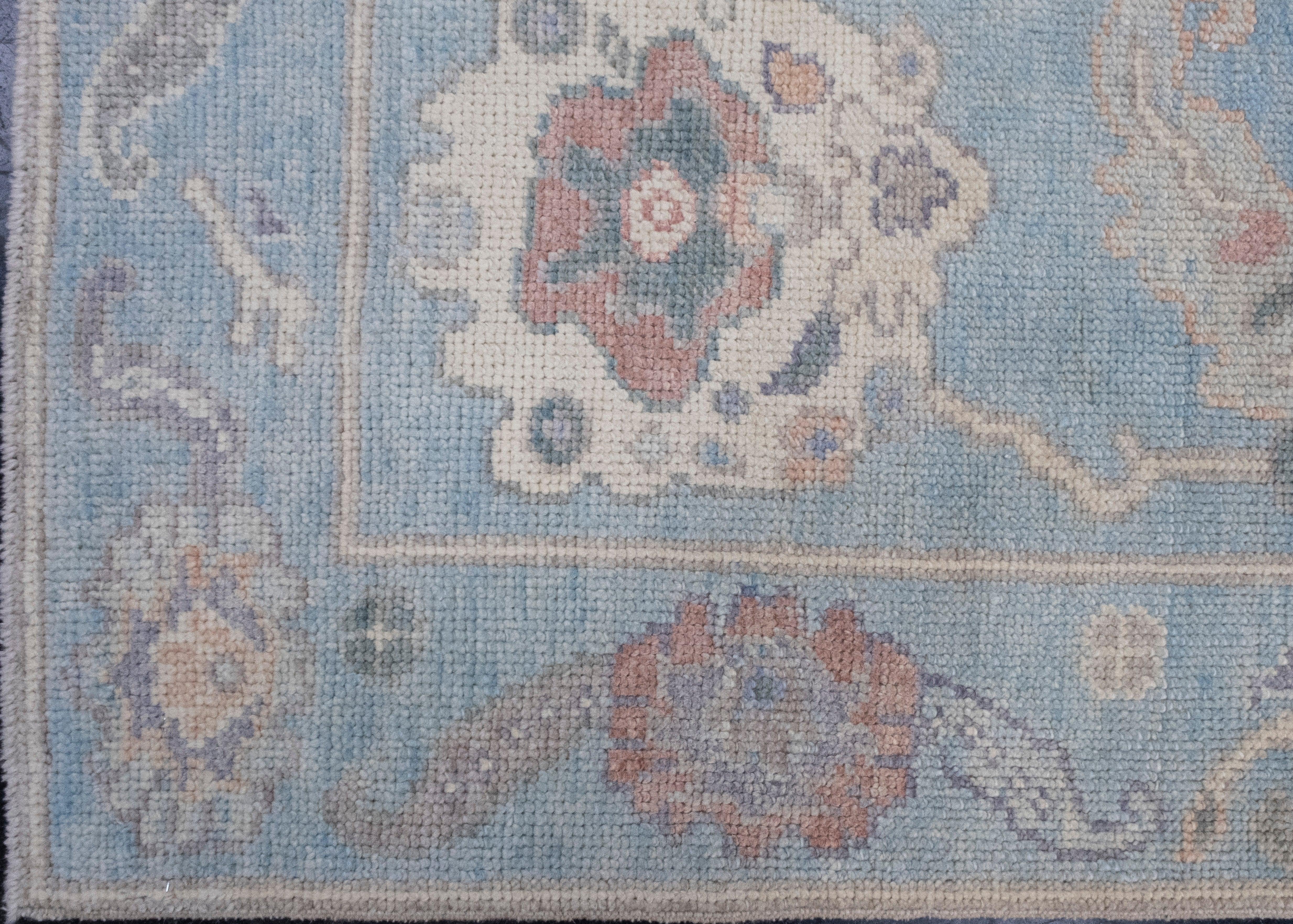 Hand-Knotted Turkish Oushak Rug 3'9