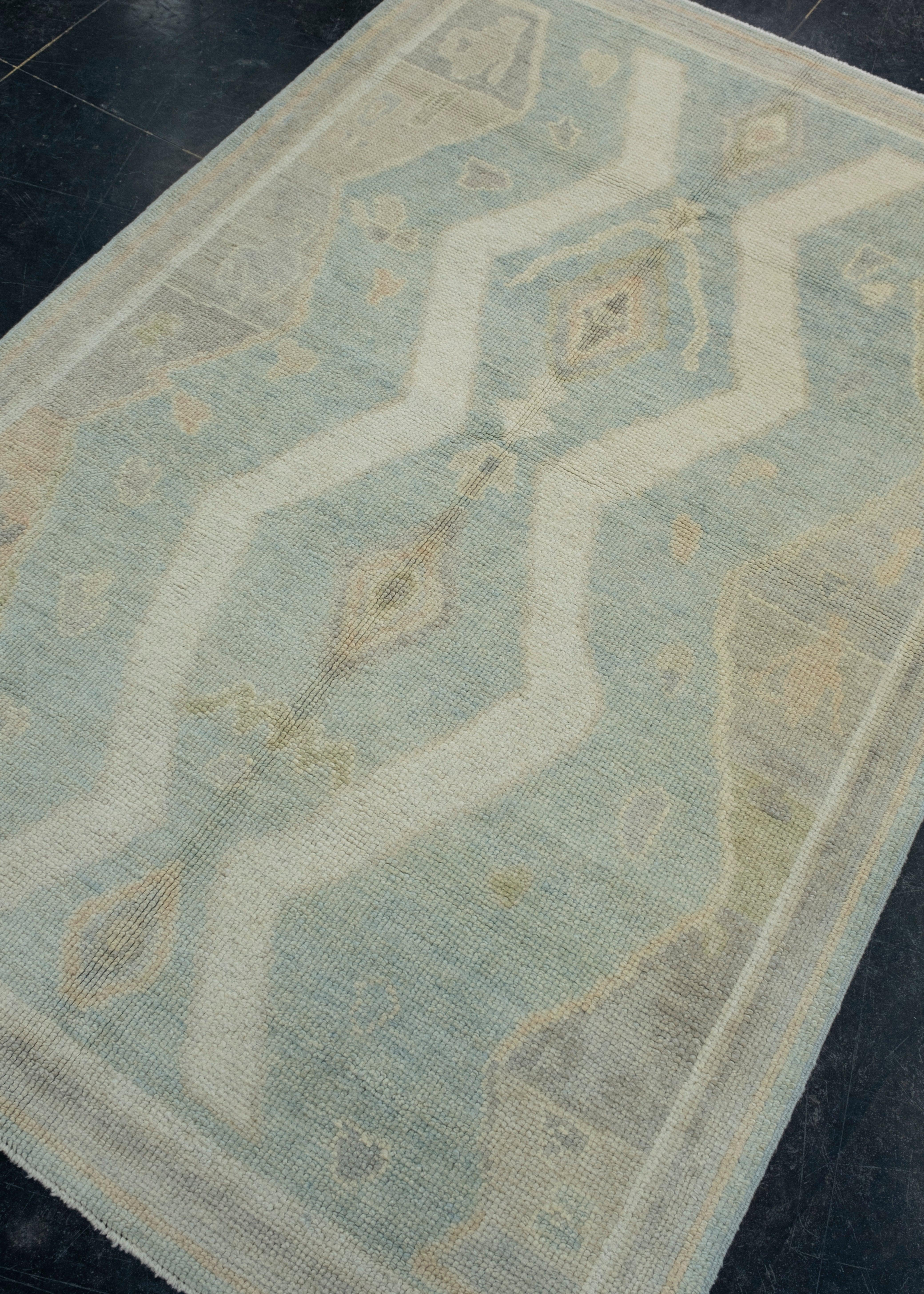 Hand-Knotted Turkish Oushak Rug 4' x 6' #17031 For Sale