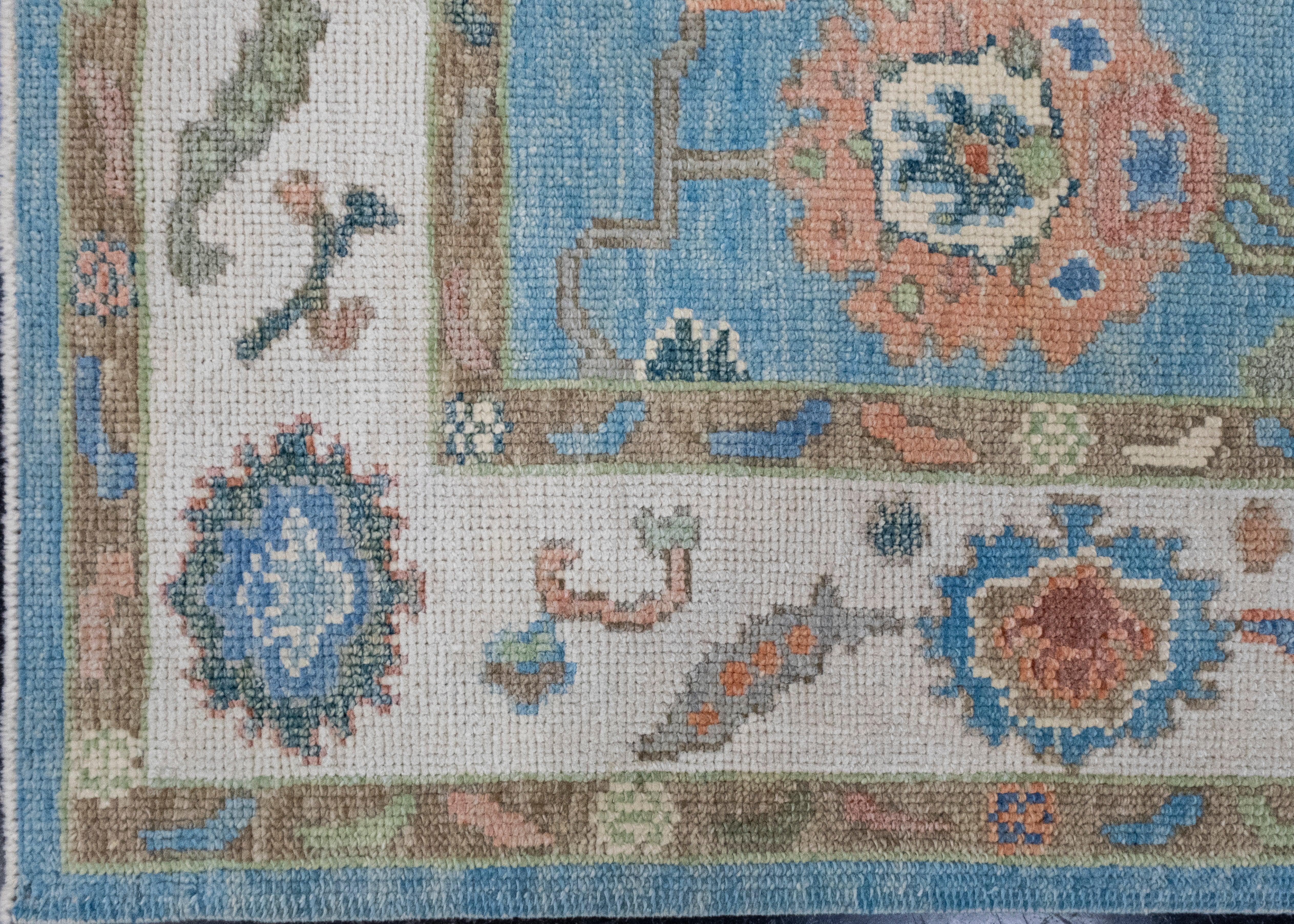 Hand-Knotted Turkish Oushak Rug 4'1