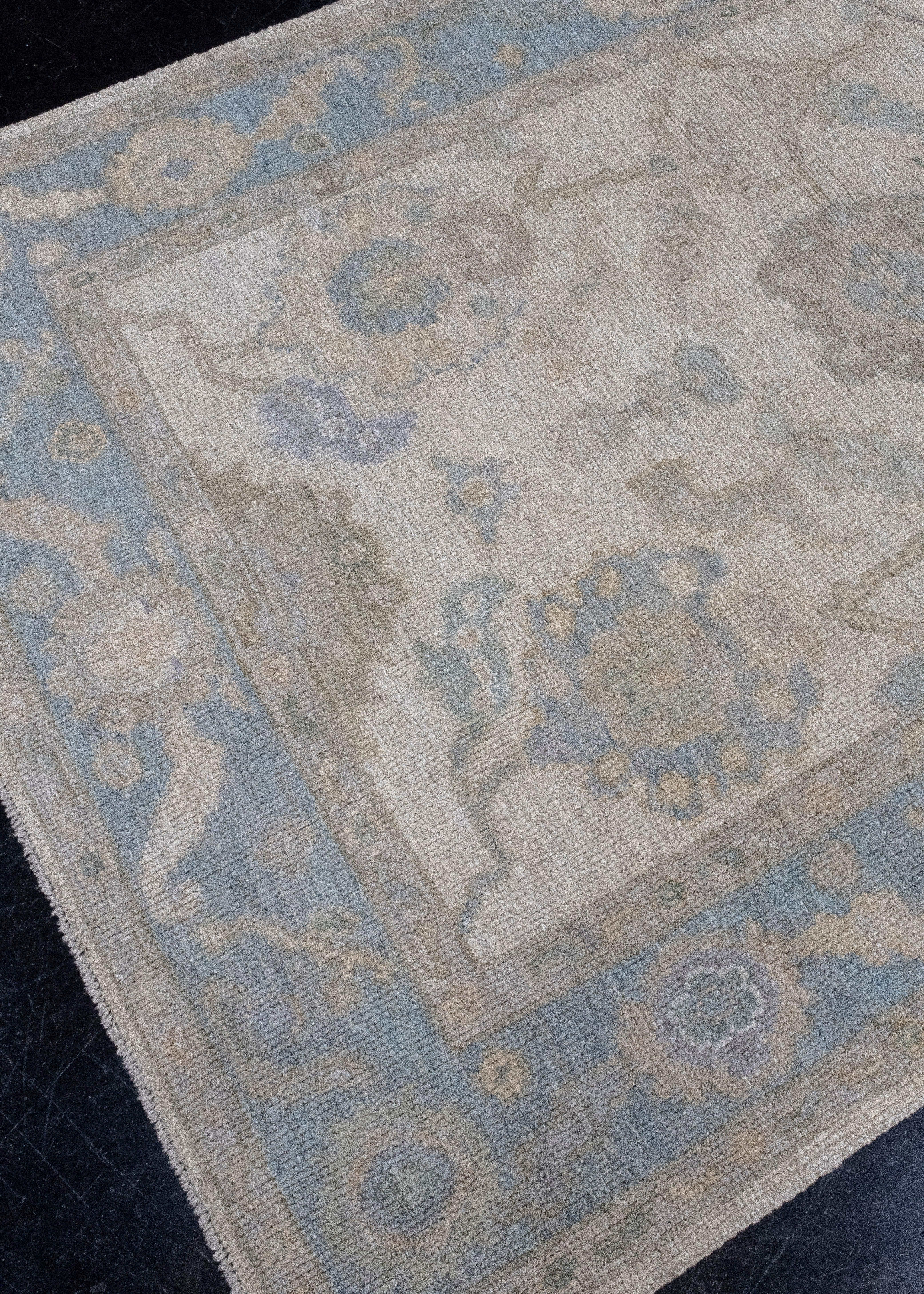Noué à la main Tapis turc Oushak 4'1