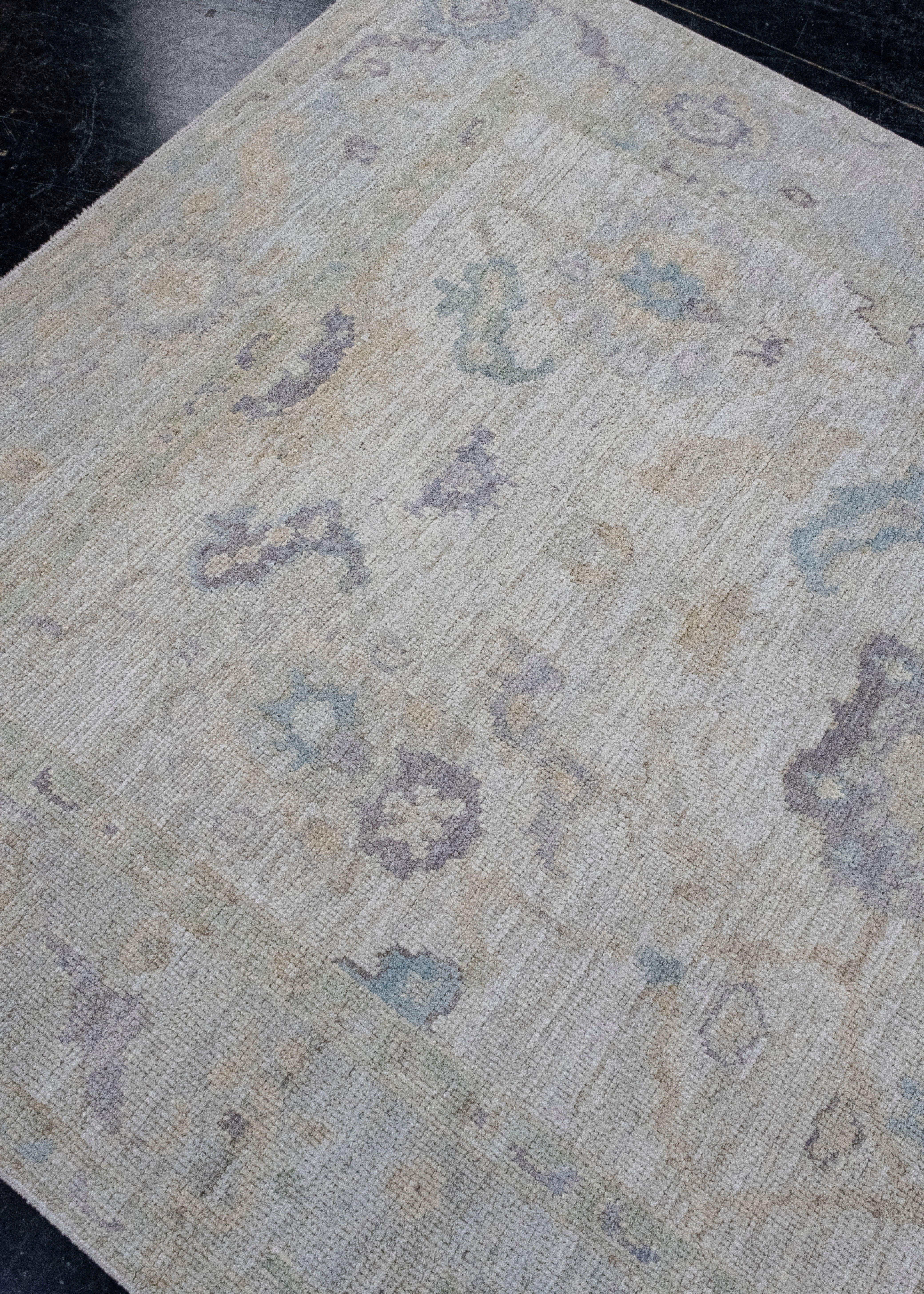 Contemporary Turkish Oushak Rug 4'10