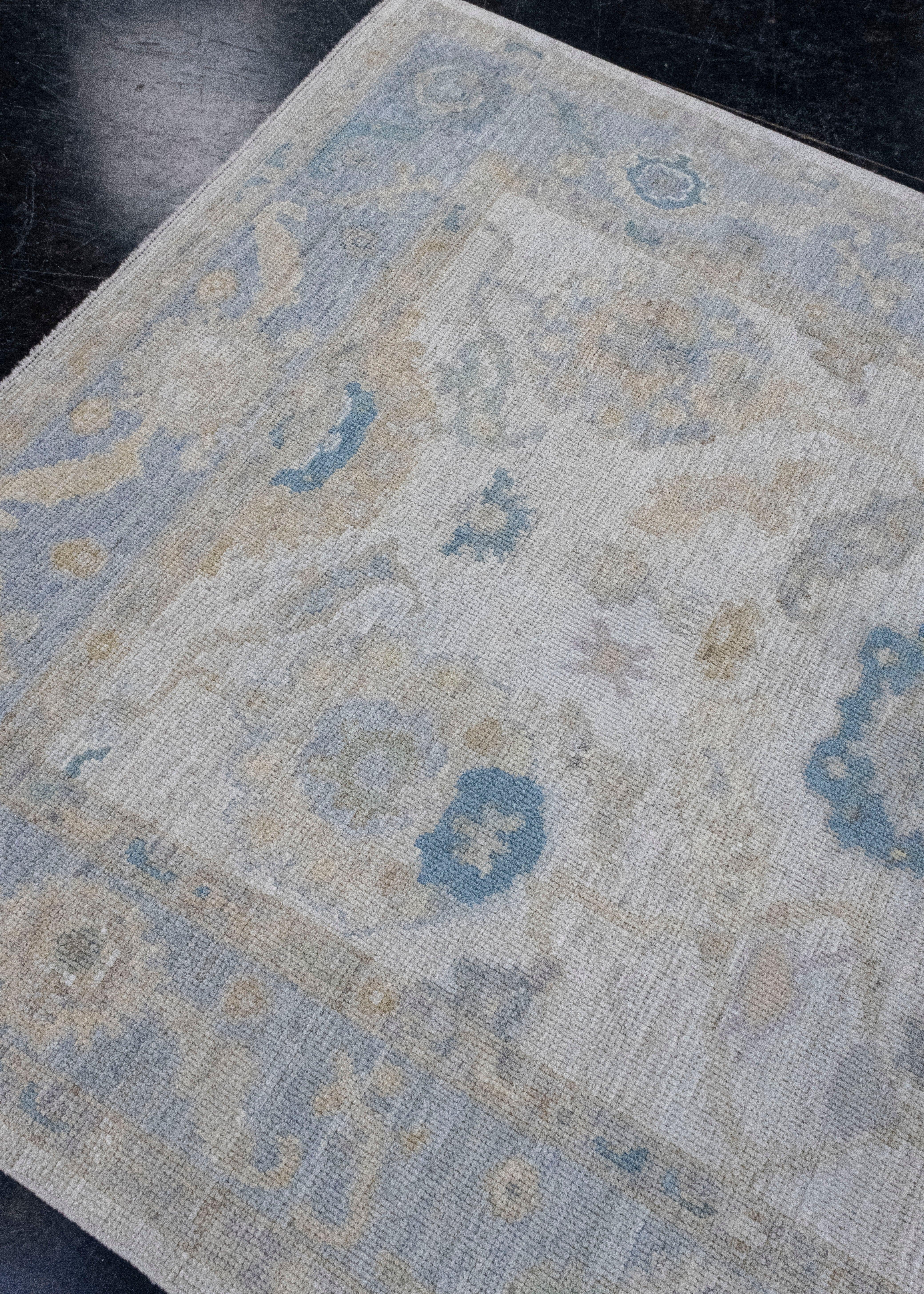 Wool Turkish Oushak Rug 4'11