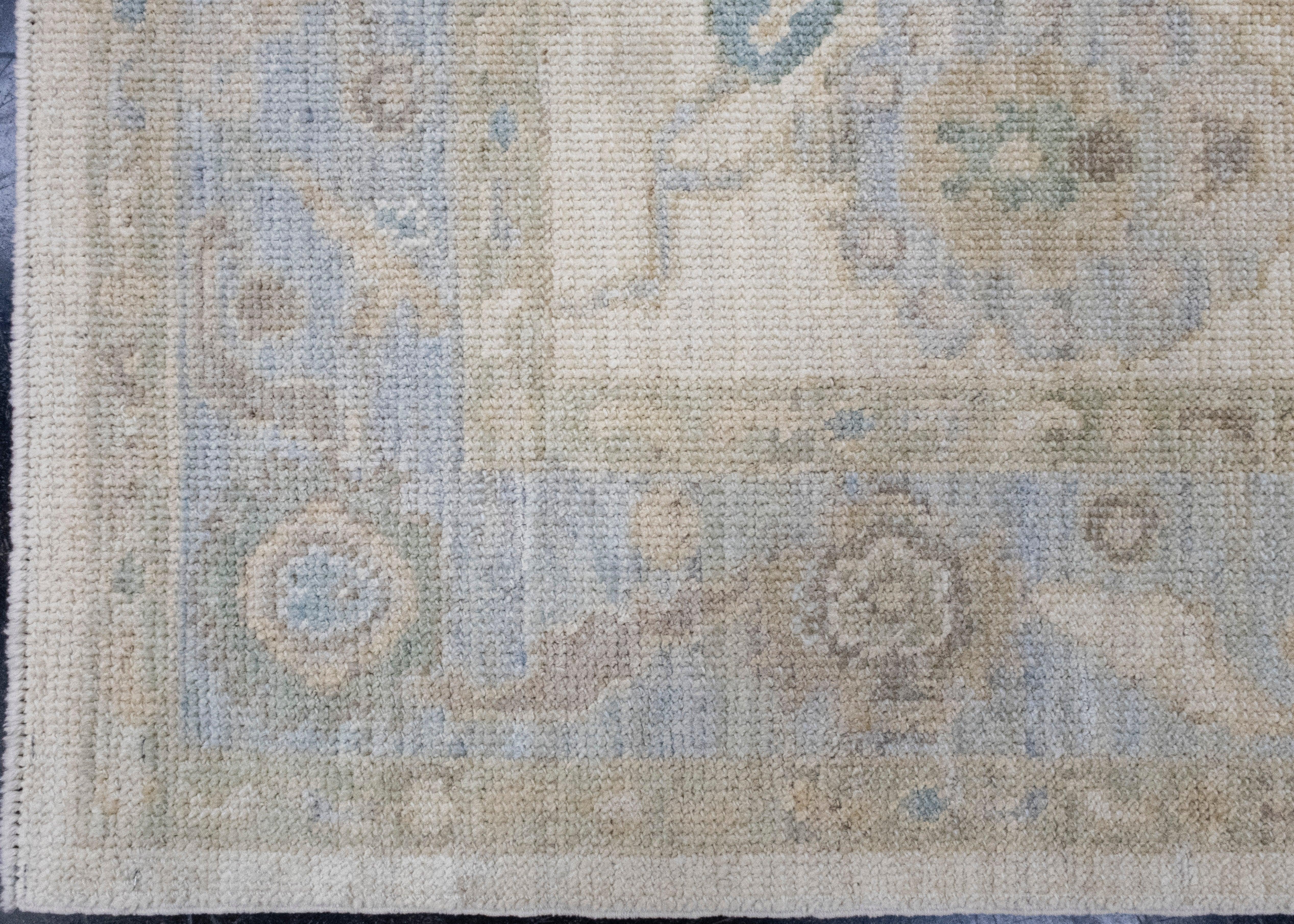 Hand-Knotted Turkish Oushak Rug 4'2