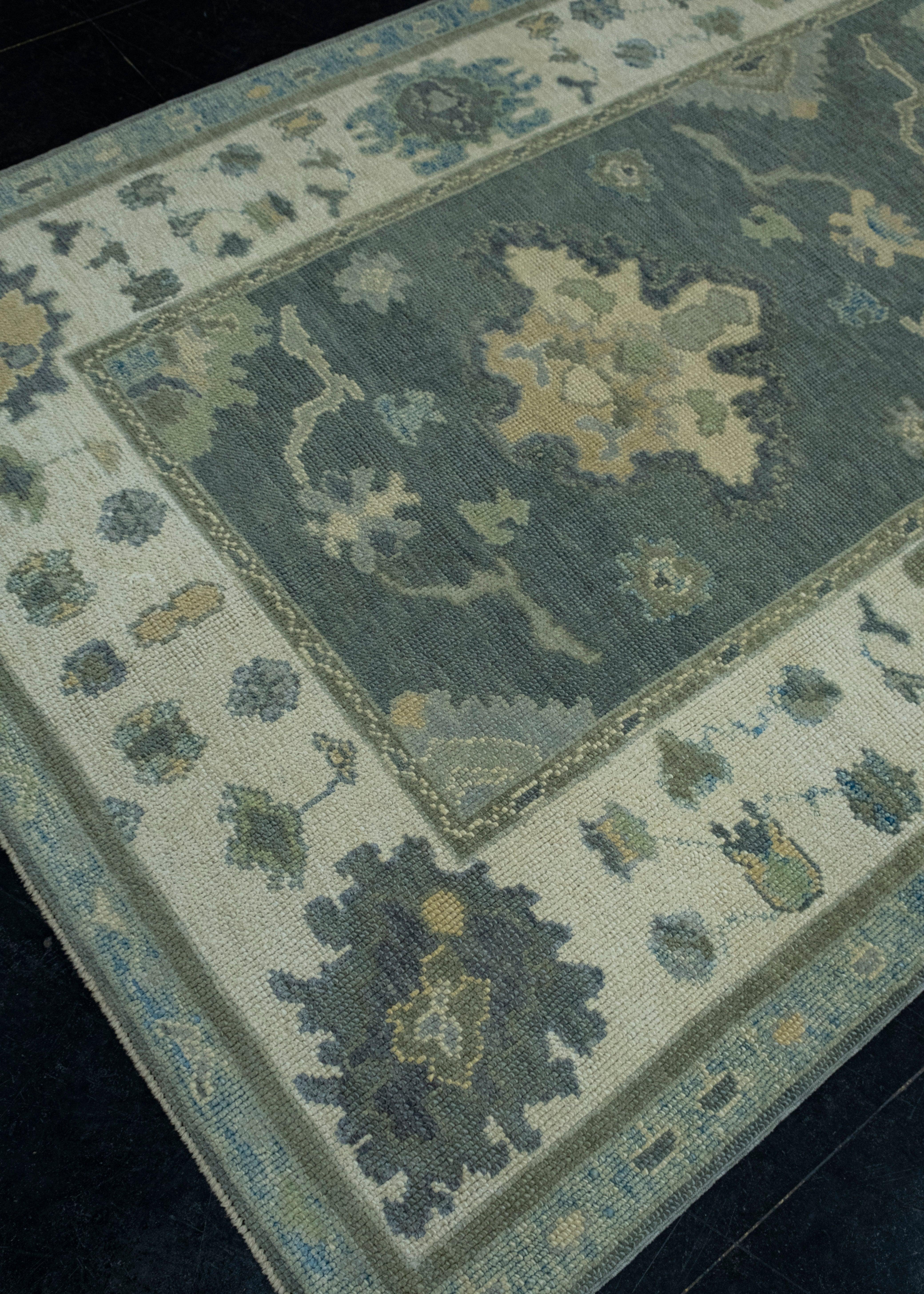 Hand-Knotted Turkish Oushak Rug 5' x 9'10