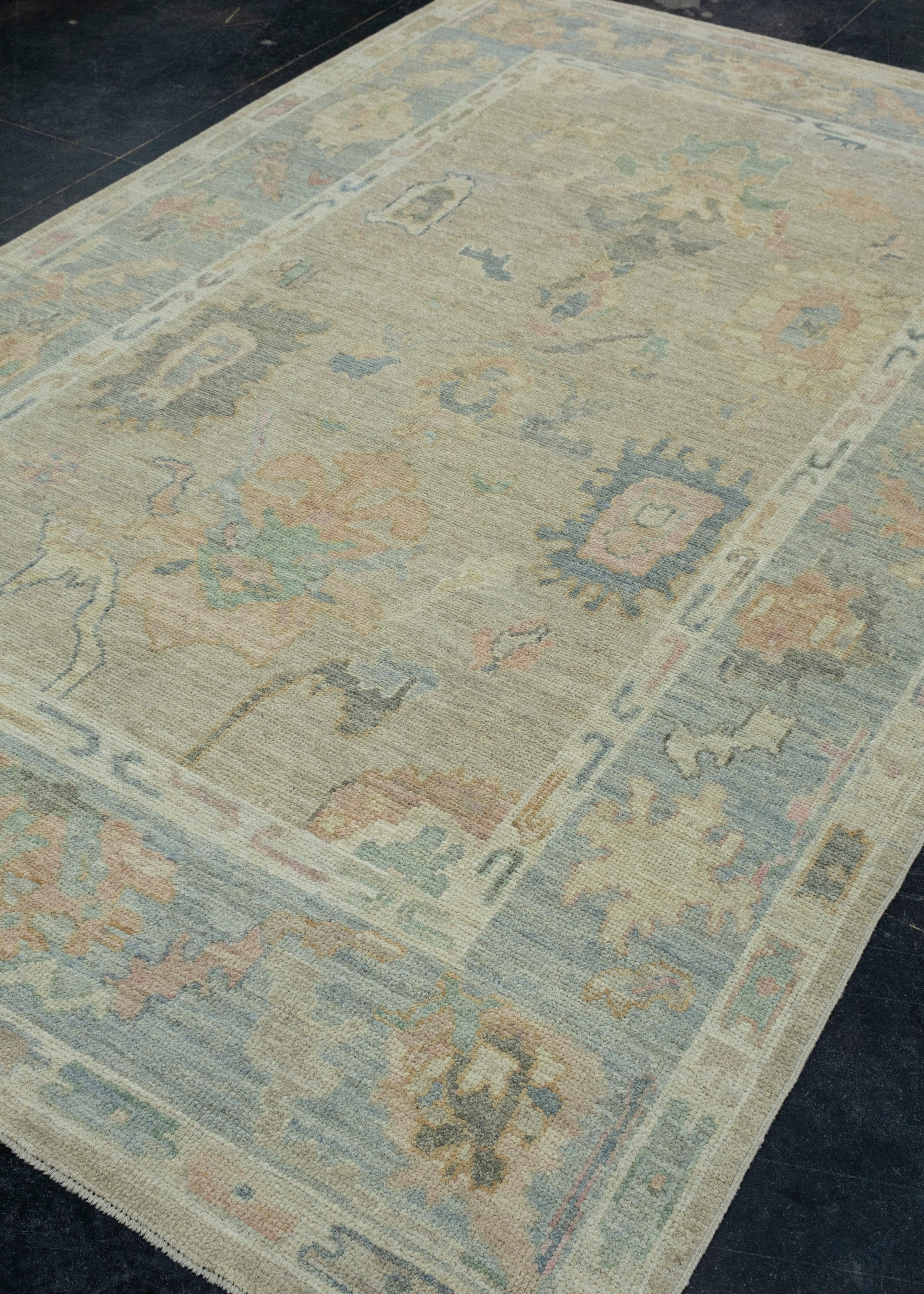 Hand-Knotted Turkish Oushak Rug 5'11