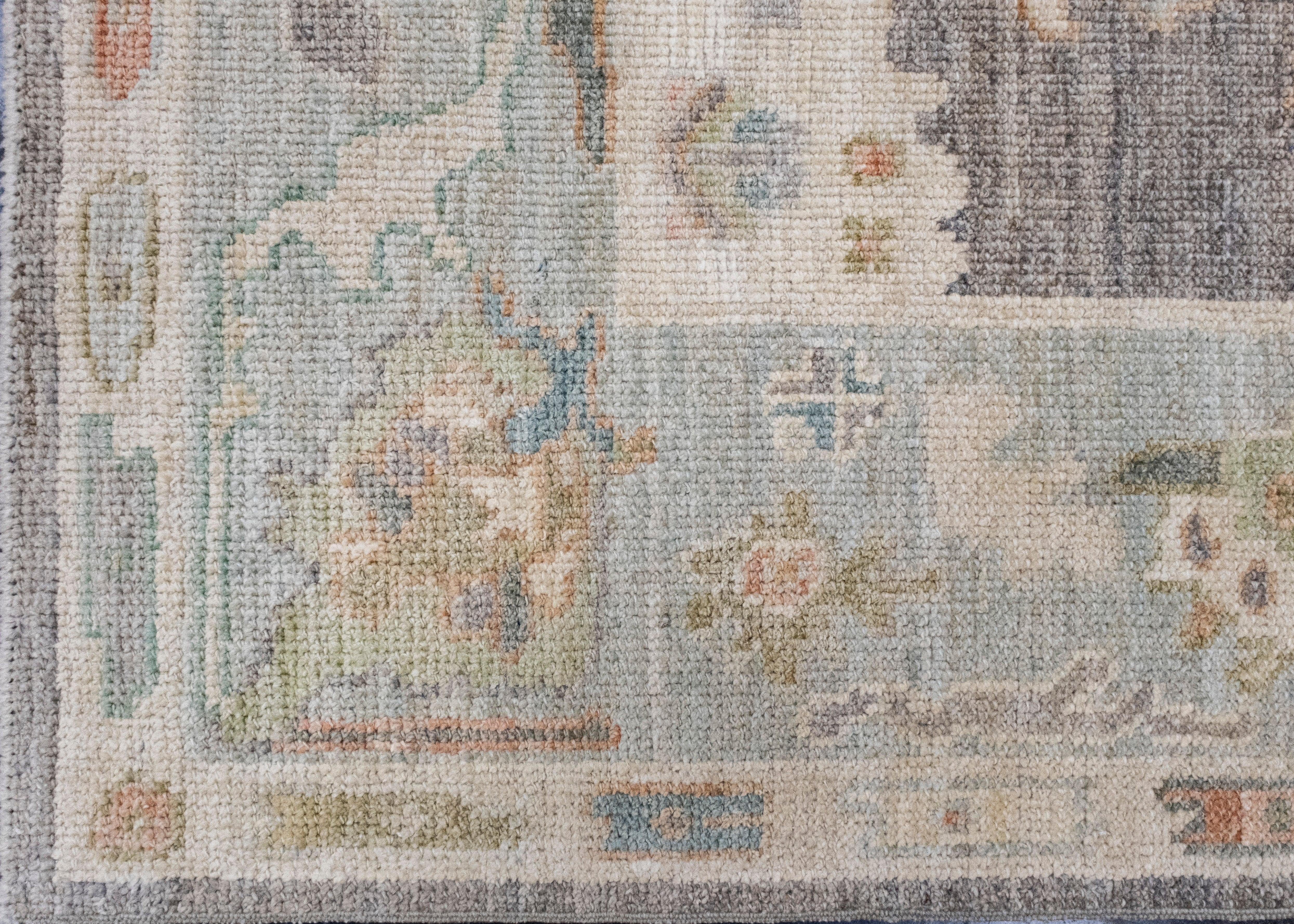 Hand-Knotted Turkish Oushak Rug 5'3