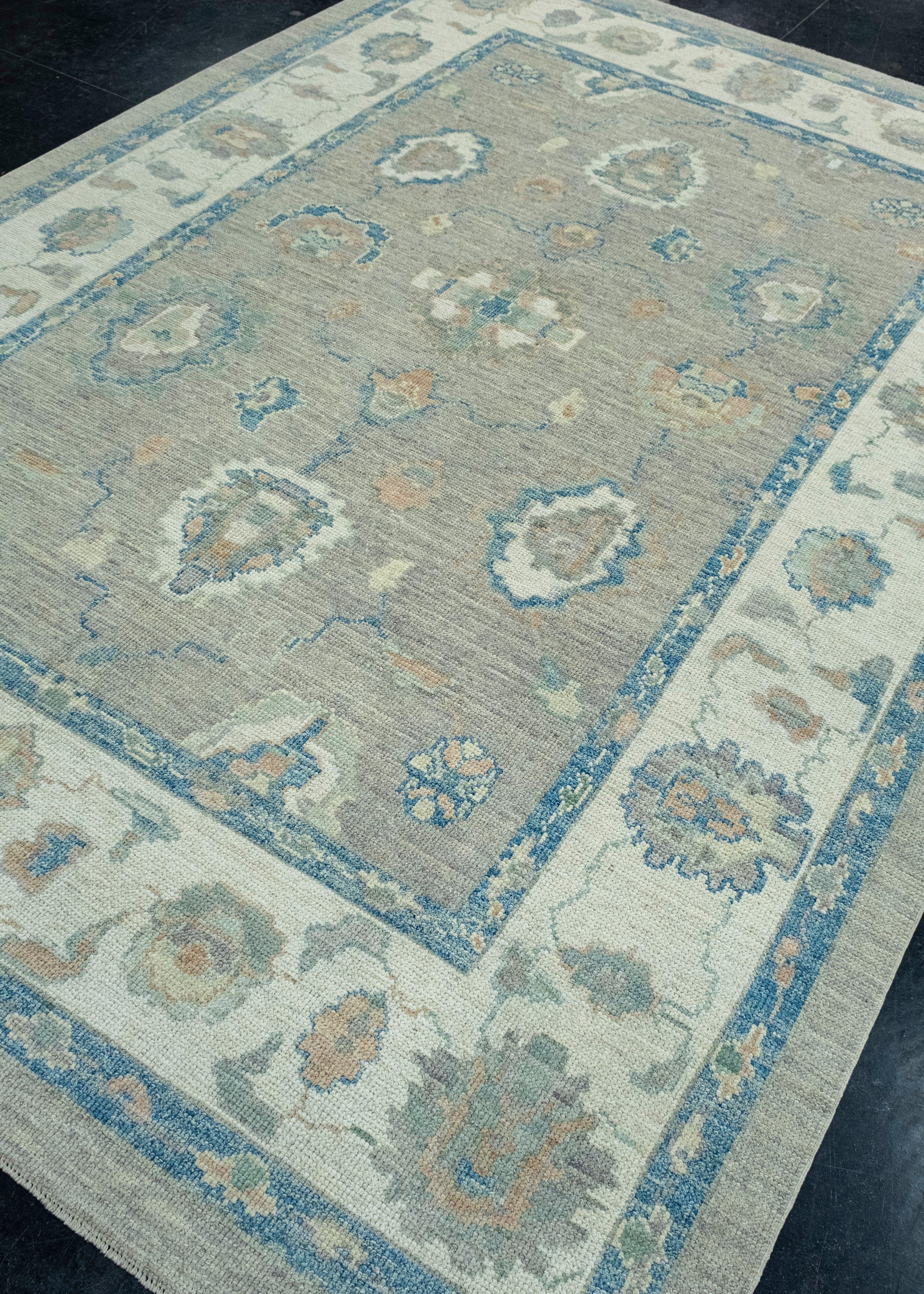 Hand-Knotted Turkish Oushak Rug 7' x 10' #17754 For Sale