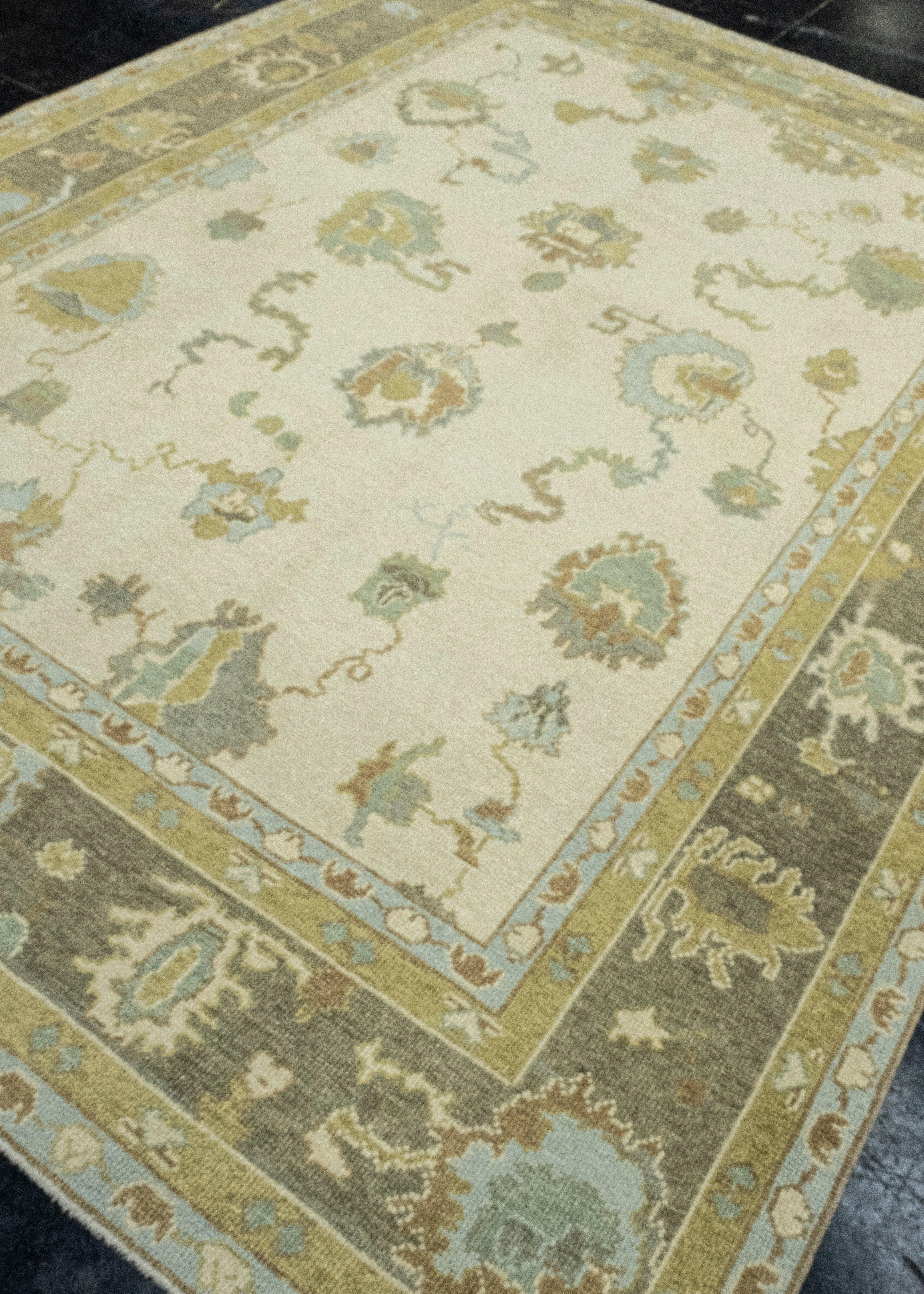 Hand-Knotted Turkish Oushak Rug 7'10