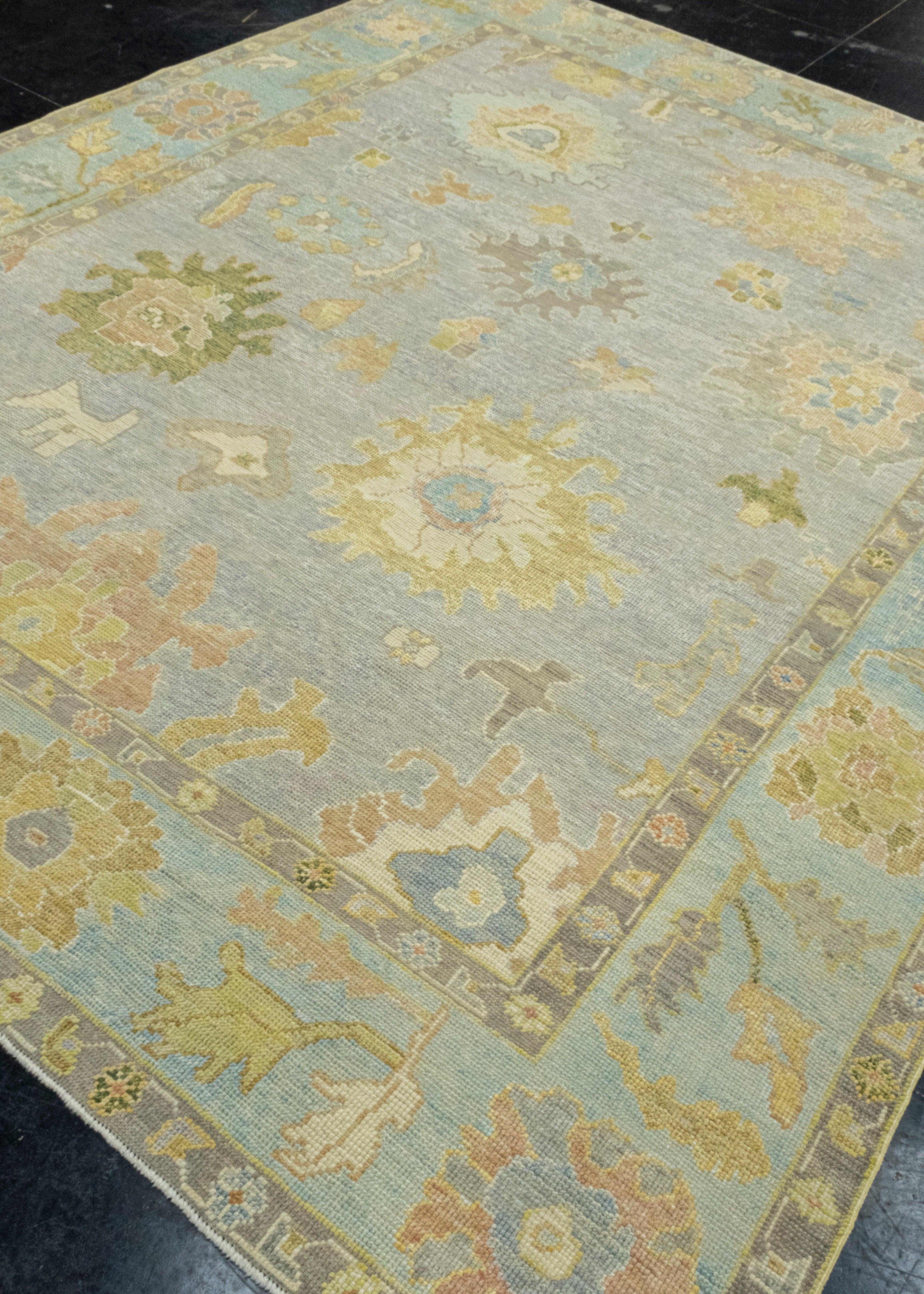 Hand-Knotted Turkish Oushak Rug 7'10