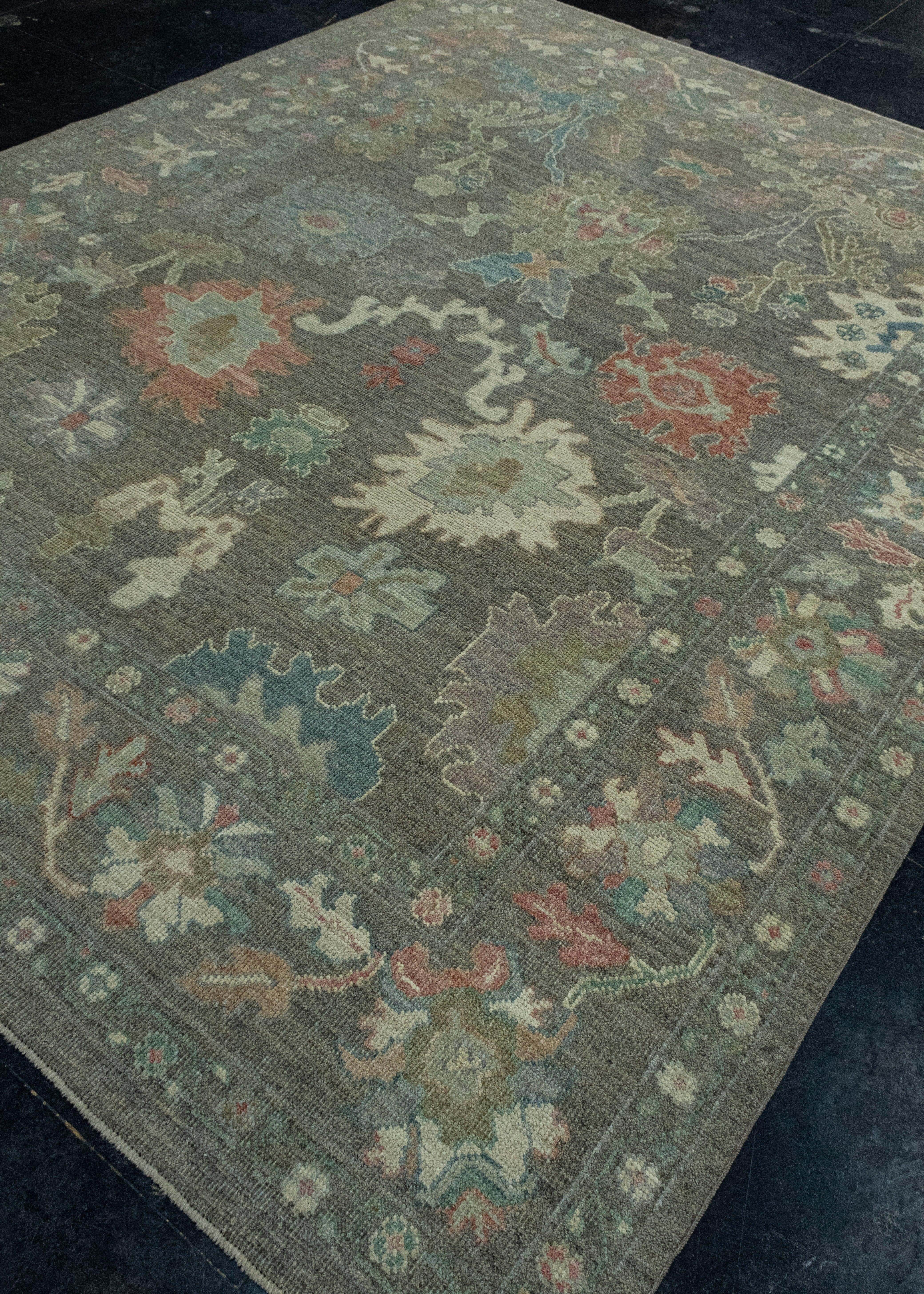 Hand-Knotted Turkish Oushak Rug 7'11